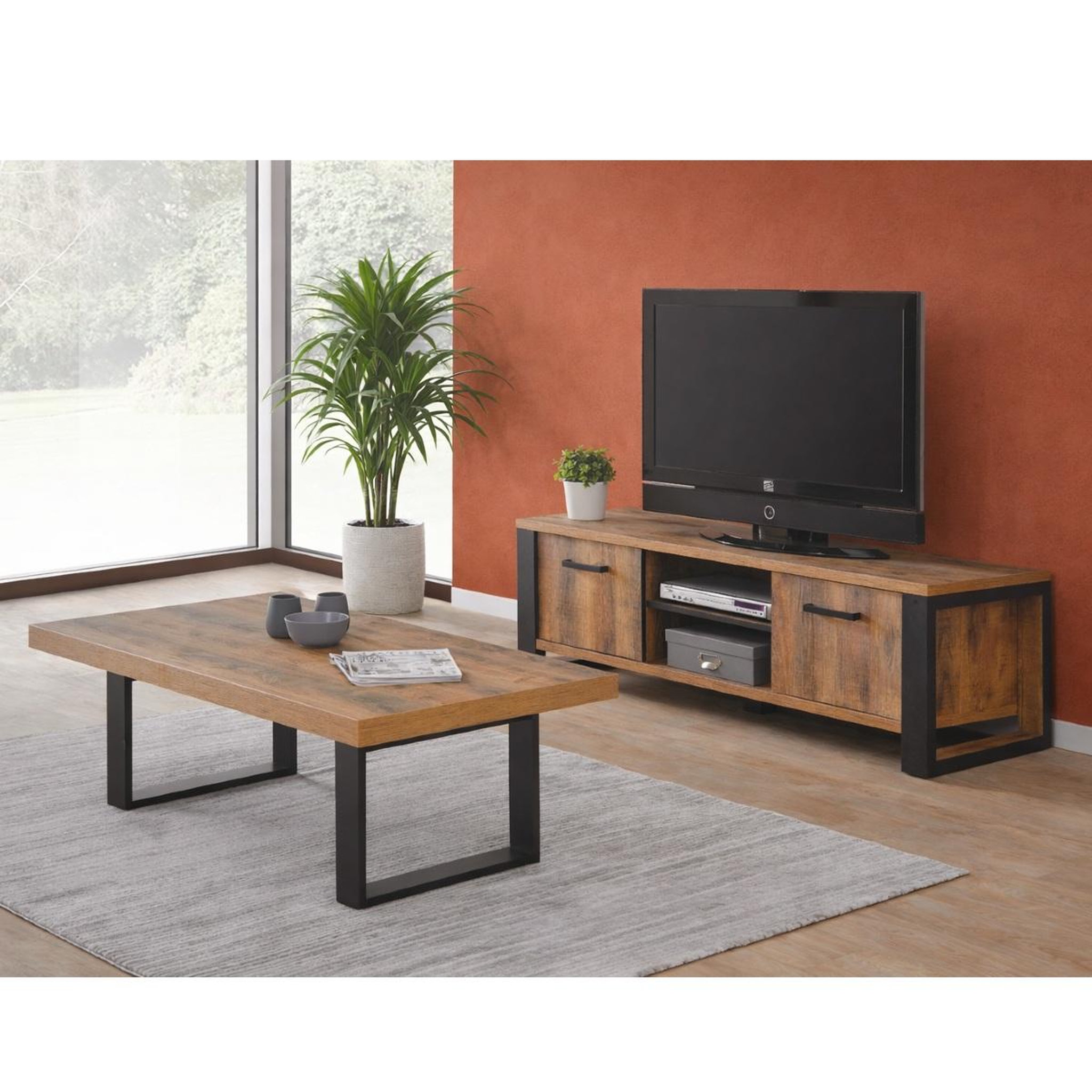 Voir la diapositive 3 : JLC KREATION Table basse rectangulaire en bois avec pieds x mona