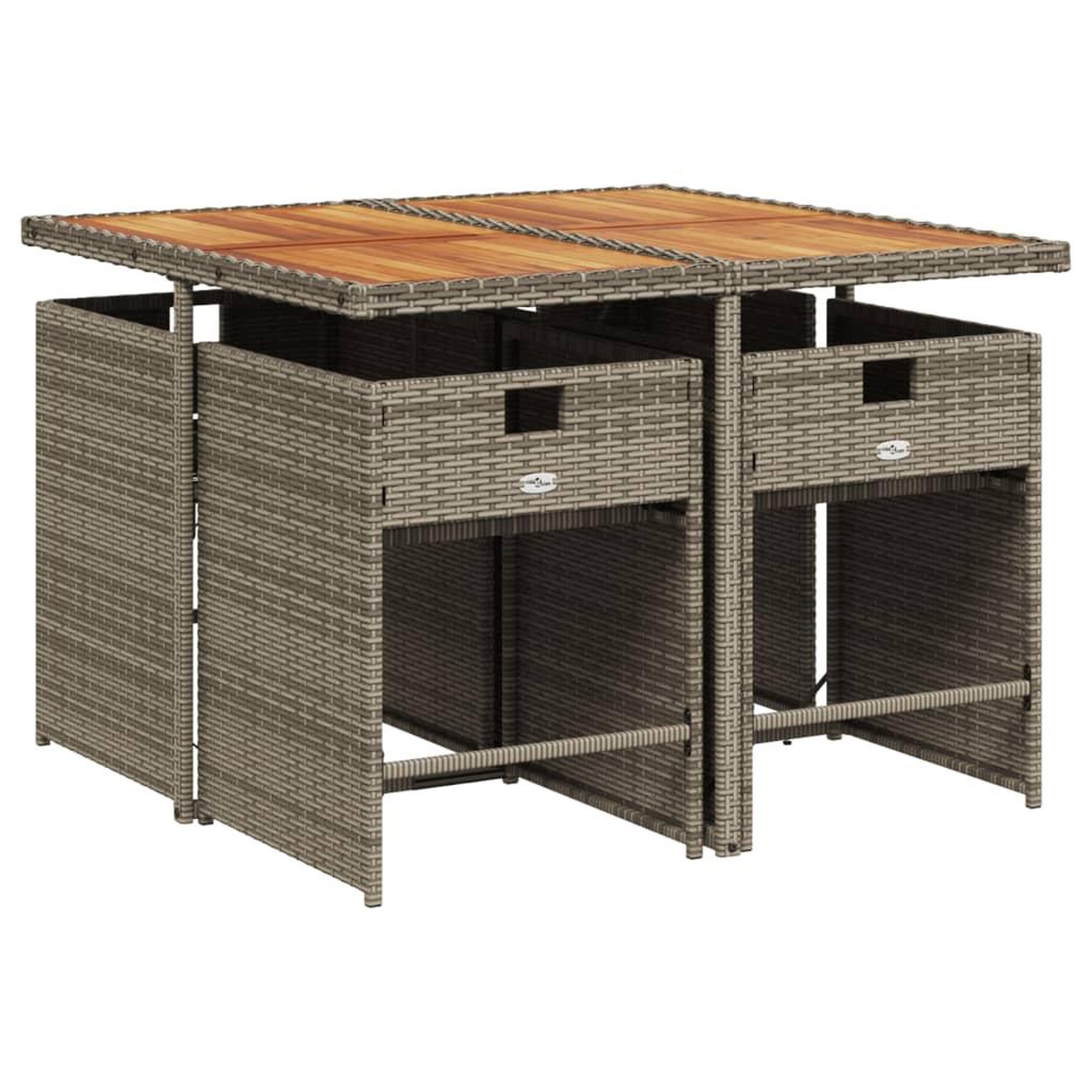 Voir la diapositive 3 : VIDAXL Ensemble a manger de jardin 5 pcs coussins gris resine tressee