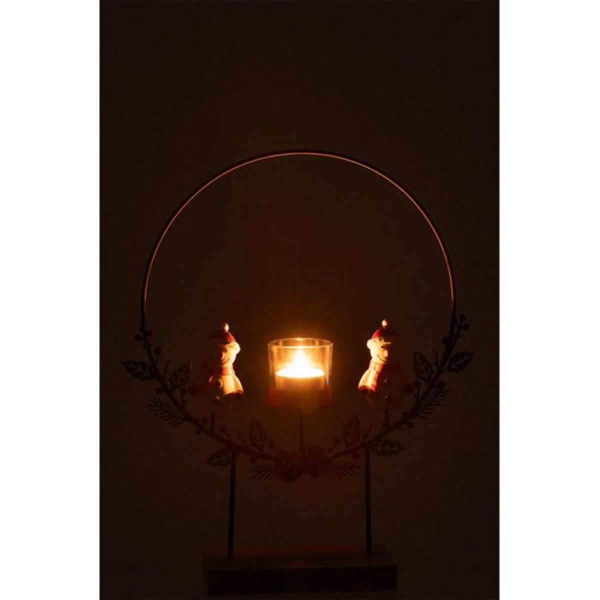 Paris Prix Photophore Cercle  Bonhommes de Neige  28cm Multicolore