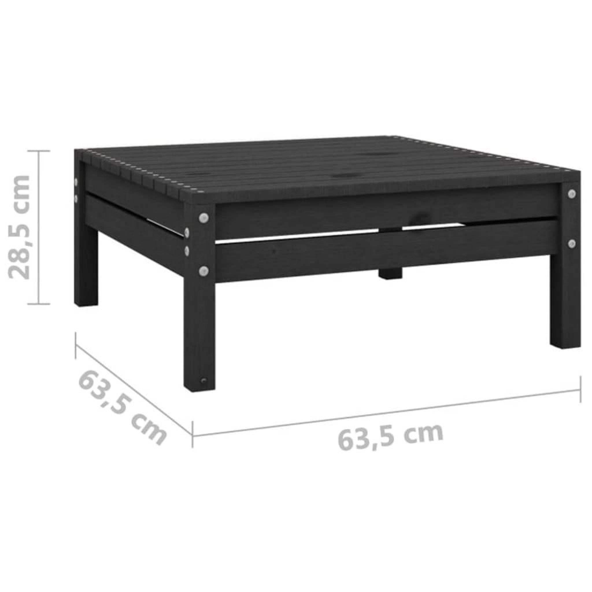 Voir la diapositive 6 : VIDAXL Salon de jardin 3 pcs Noir Bois de pin massif