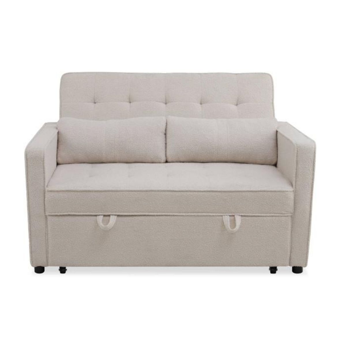 Paris Prix Canapé Convertible 2 Places Bouclette  Léa  133cm Beige