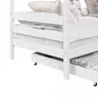 IDIMEX Lit cabane CLIA lit simple pour enfant montessori 90 x 190 cm avec rangement 2 tiroirs et barrières de protection, en massif blanc