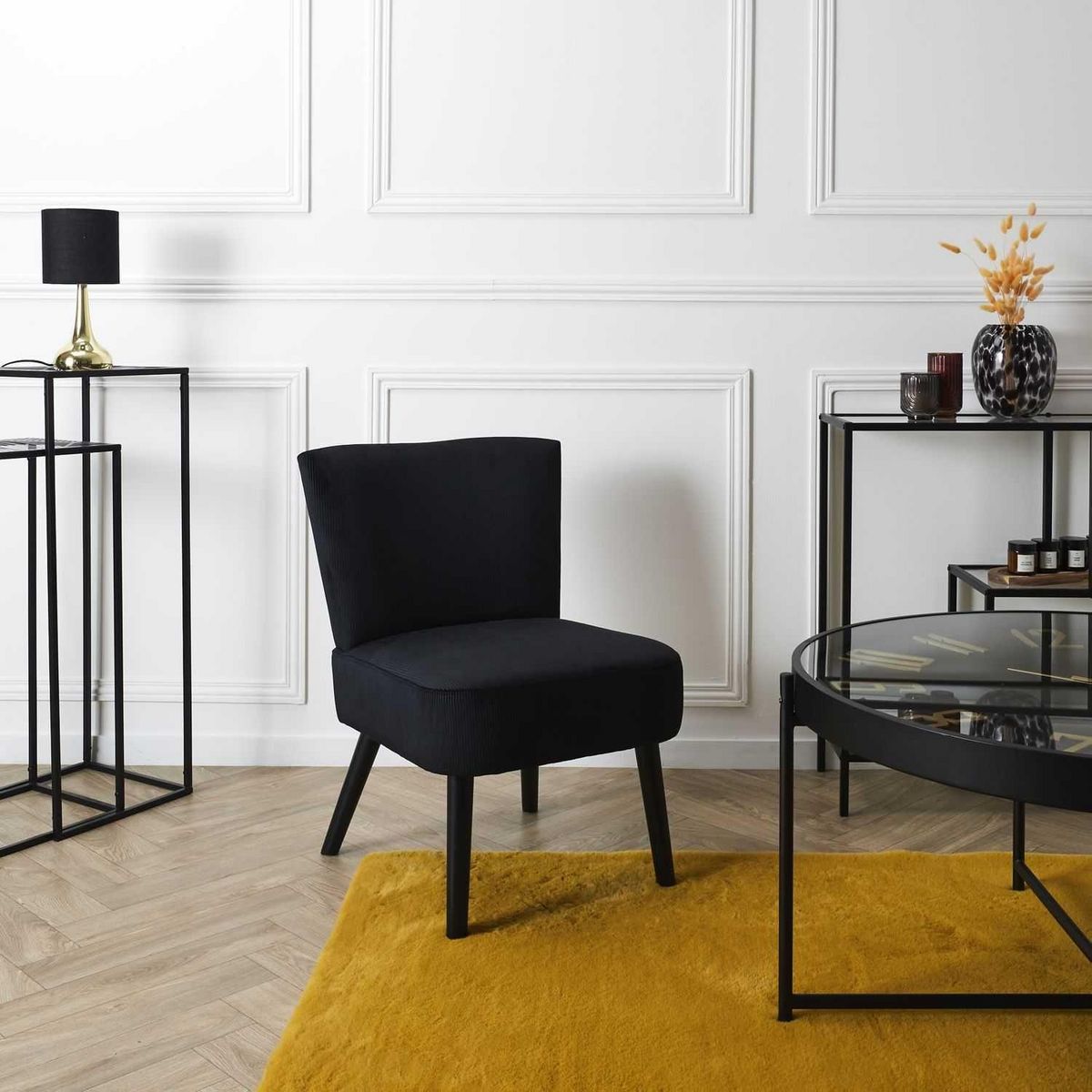 The Home Deco Factory Fauteuil crapaud en velours Giulia