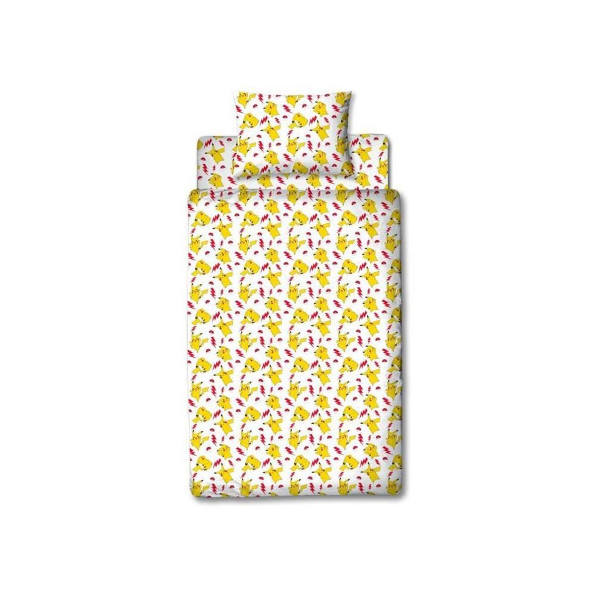 Pokemon Set de chambre - POKEMON - Pikachu - Housse 140 x 200 cm + Taie 63 x 63 cm + Coussin 30 x 30 cm + Masque de sommeil