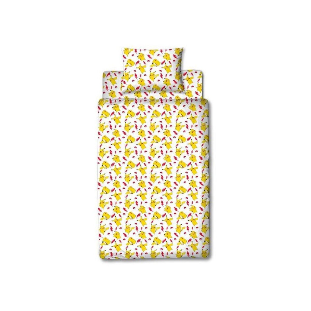 Pokemon Set de chambre - POKEMON - Pikachu - Housse 140 x 200 cm + Taie 63 x 63 cm + Coussin 30 x 30 cm + Masque de sommeil