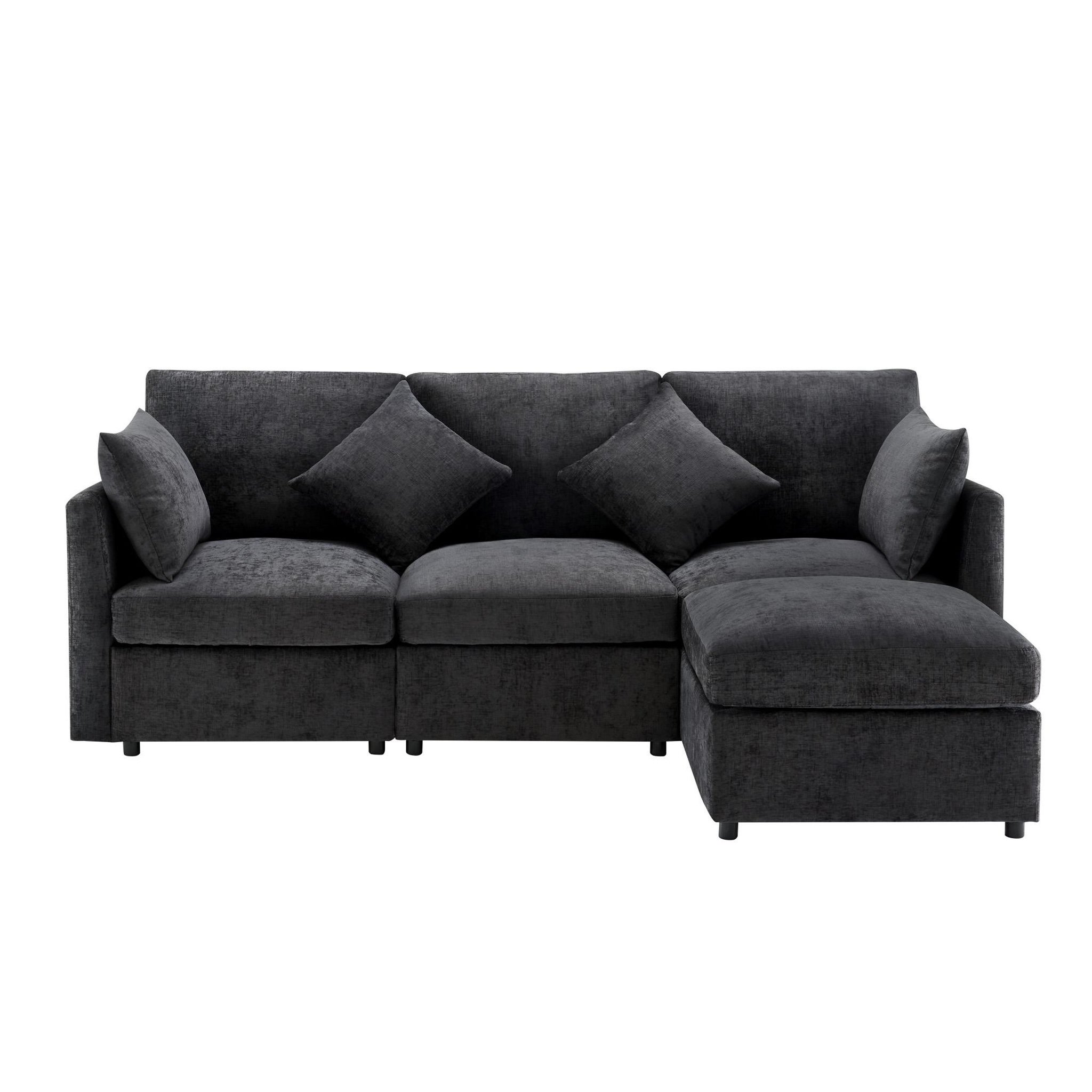 Voir la diapositive 1 : MERAX Canapé d'angle réversible fixe 4 places tissu