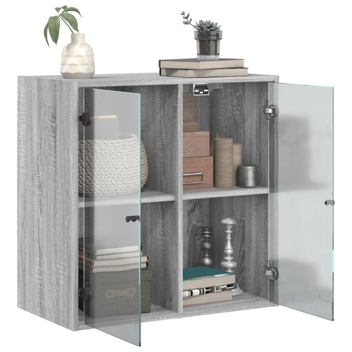 VIDAXL Armoire murale avec portes en verre sonoma gris 68x37x68,5 cm
