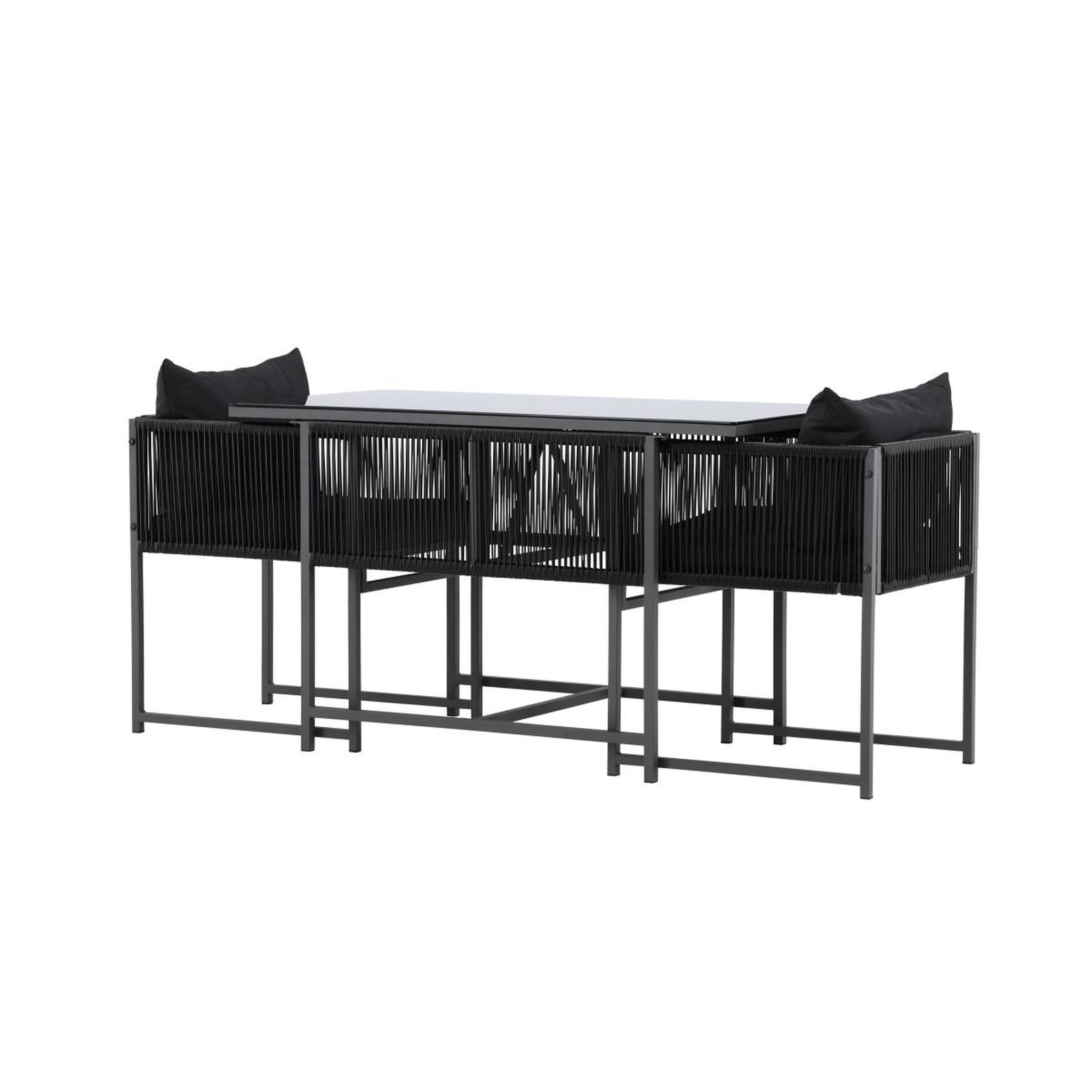 Voir la diapositive 6 : Paris Prix Ensemble table de jardin & 2 chaises  noto  120cm noir