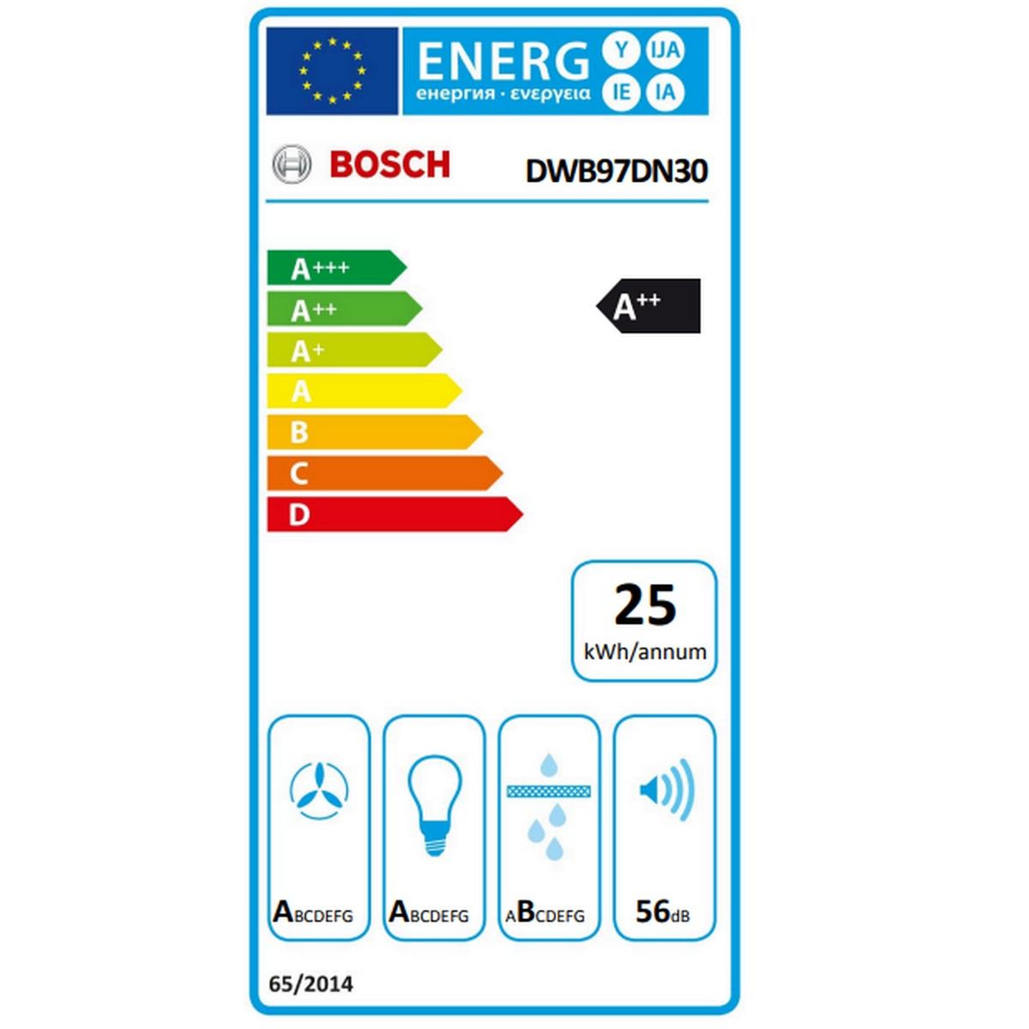 Voir la diapositive 2 : BOSCH Hotte décorative murale 90cm 699 m3/h - dwb97dn30