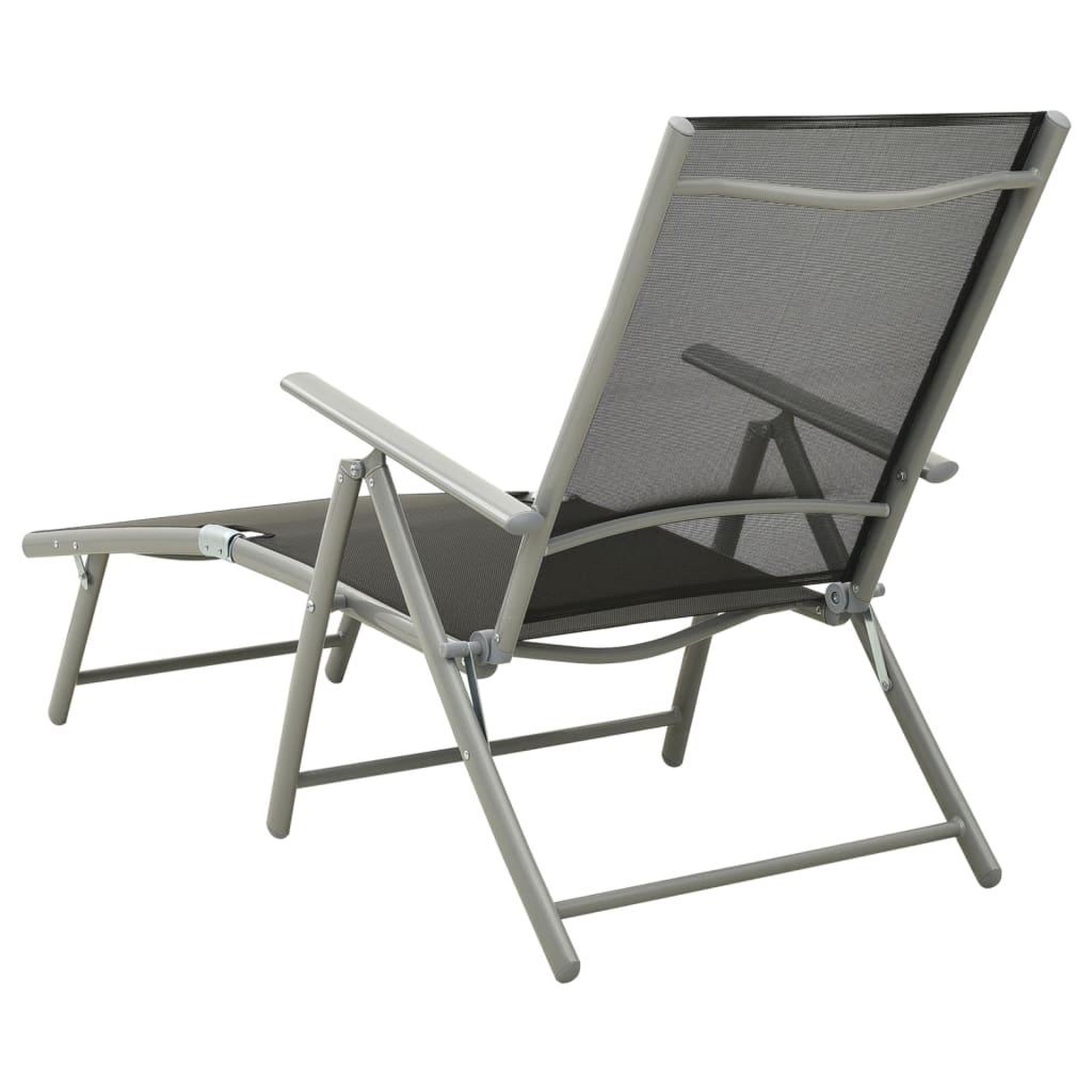 Voir la diapositive 4 : VIDAXL Chaise longue pliable Textilene et aluminium noir et argente