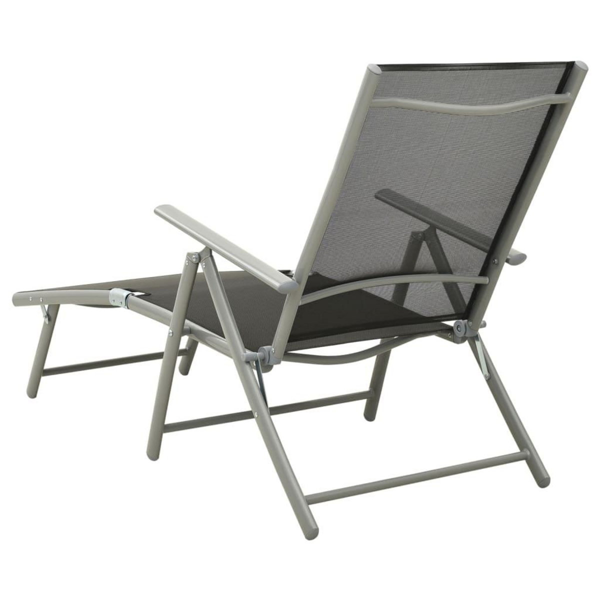 VIDAXL Chaise longue pliable Textilene et aluminium noir et argente