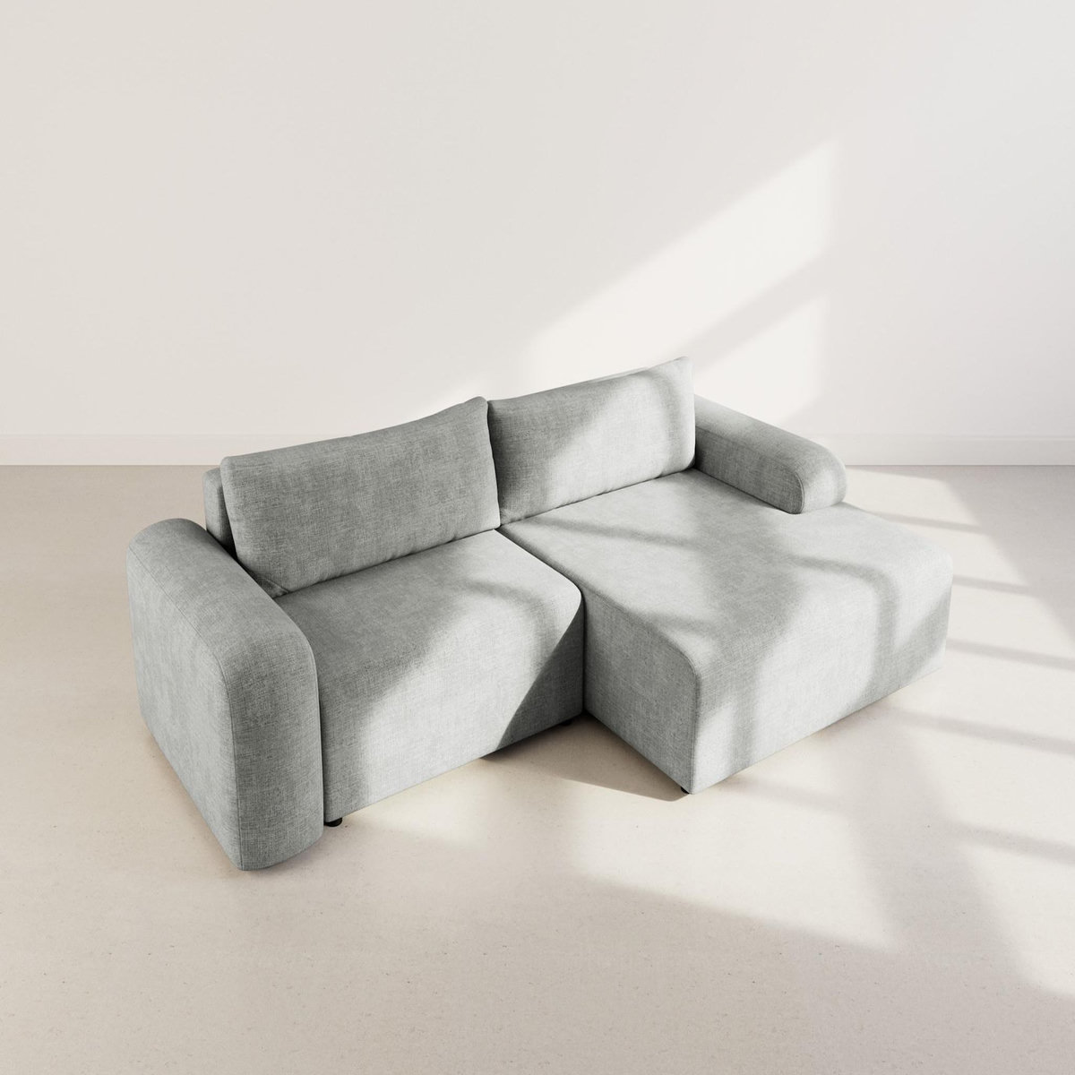 BEST MOBILIER Rebecca - canapé d'angle droit 4 places convertible avec coffre en velours texturé