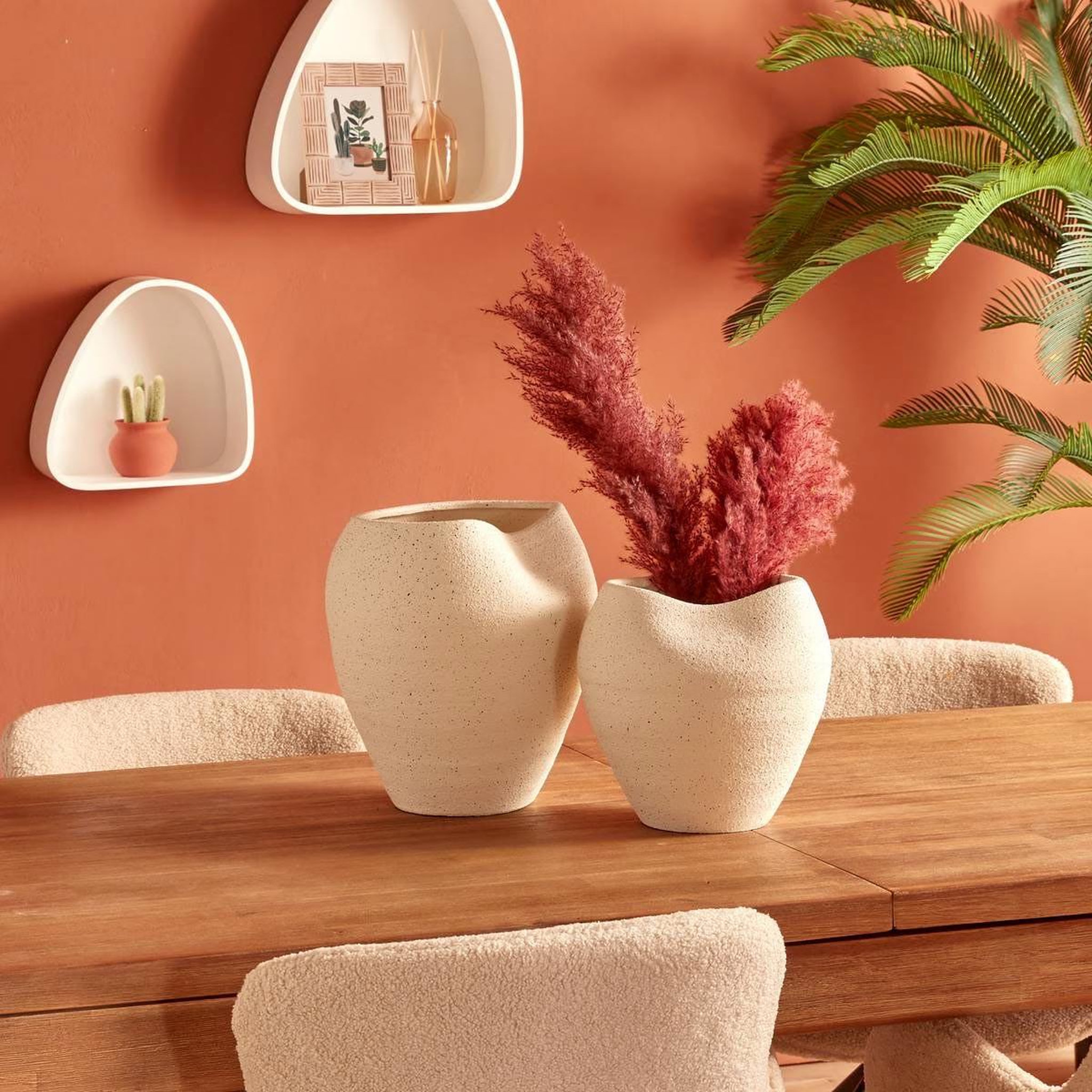 Voir la diapositive 2 : ATMOSPHERA Vase design en céramique  sien  23cm blanc