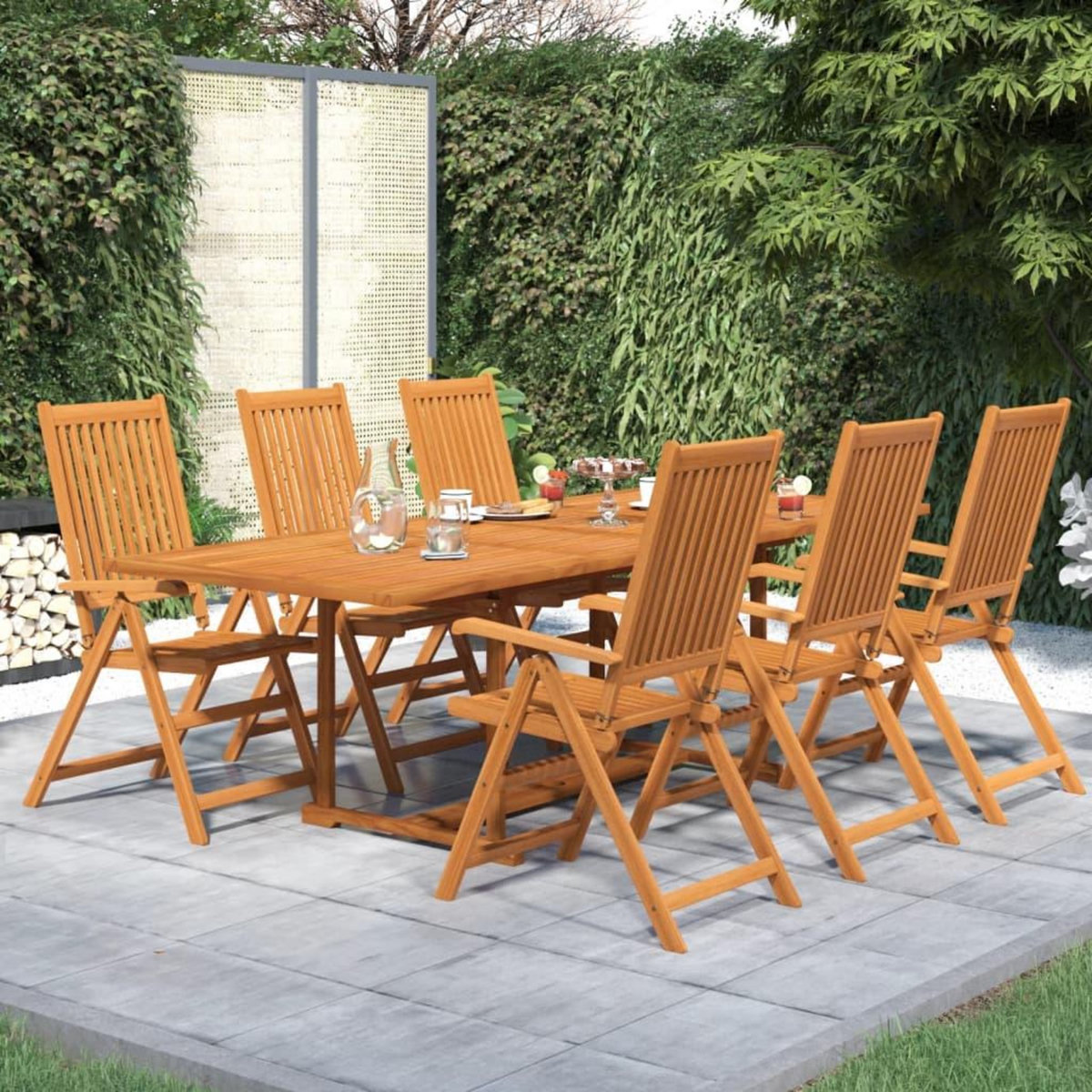 VIDAXL Ensemble a manger de jardin 7 pcs Bois d'acacia massif