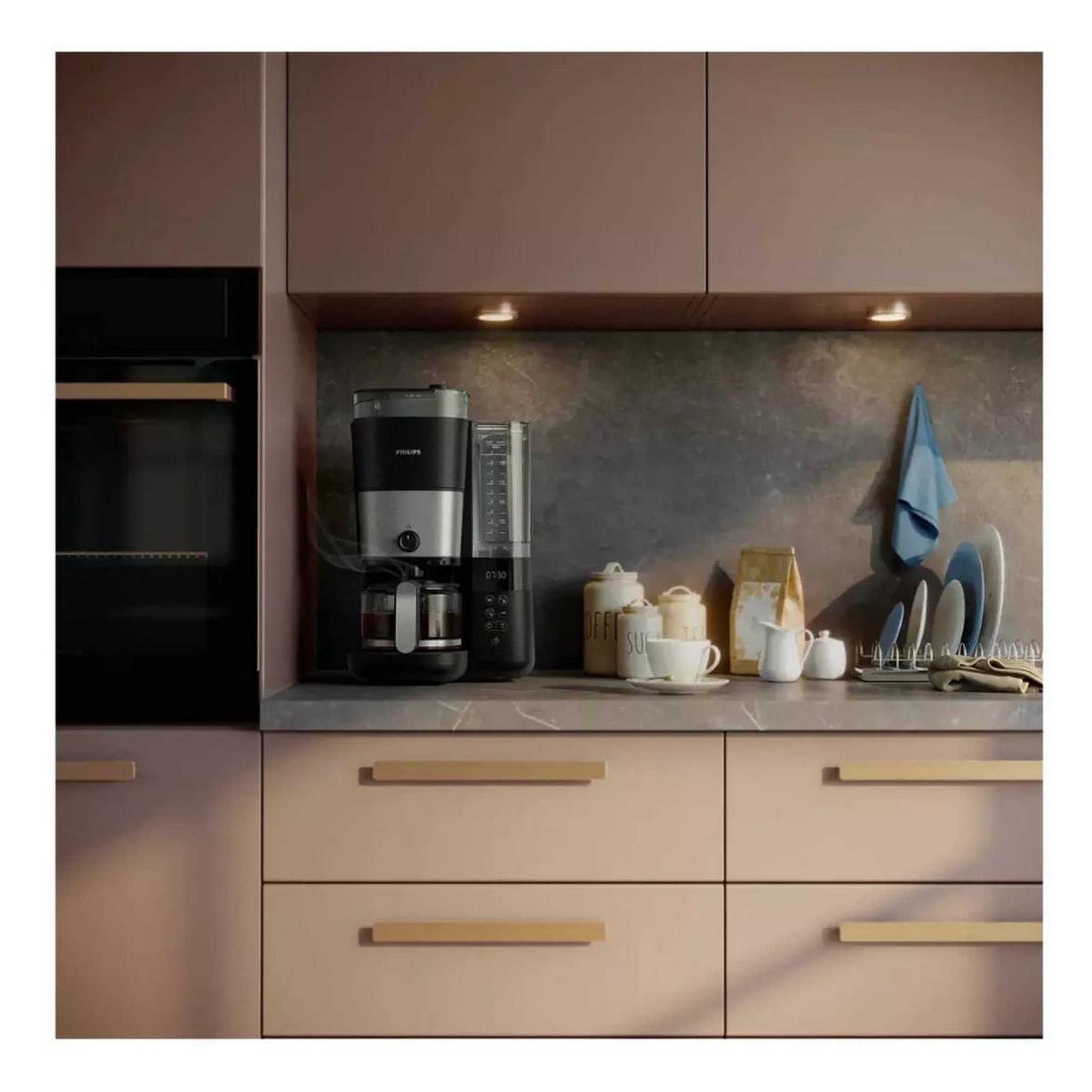Voir la diapositive 5 : Philips Cafetière filtre avec broyeur intégré 10 tasses 1000w noir - hd7900/01