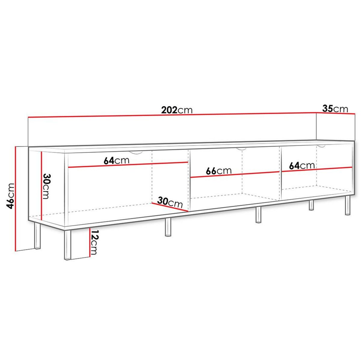 BEST MOBILIER Hope - meuble tv 202 cm - 3 portes