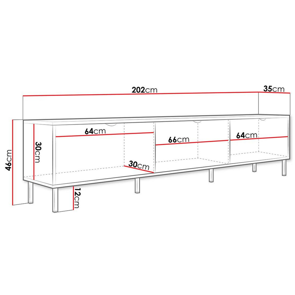 BEST MOBILIER Hope - meuble tv 202 cm - 3 portes