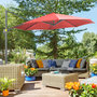 Voir la diapositive 2 : OUTSUNNY Parasol déporté octogonal inclinable manivelle avec pied en acier Ø 2,94 x 2,48H m rouge