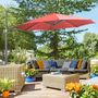 Voir la diapositive 2 : OUTSUNNY Parasol déporté octogonal inclinable manivelle avec pied en acier Ø 2,94 x 2,48H m rouge