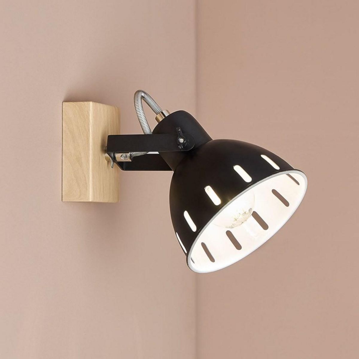 OSTARIA Spot patère orientable 1 abat-jour métal noir