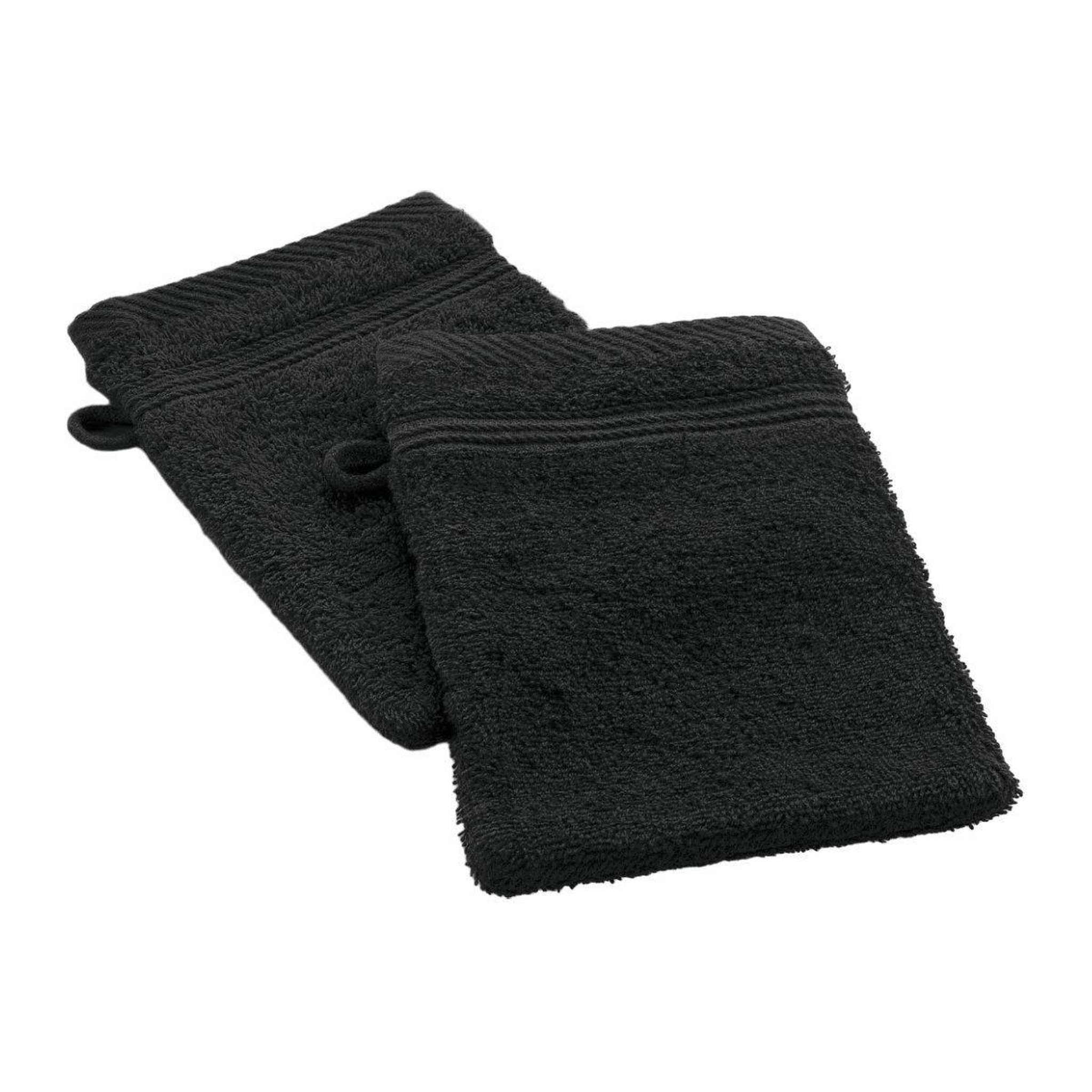 Douceur d'Intérieur Lot de 2 gants de toilette  tendresse  15x21cm noir