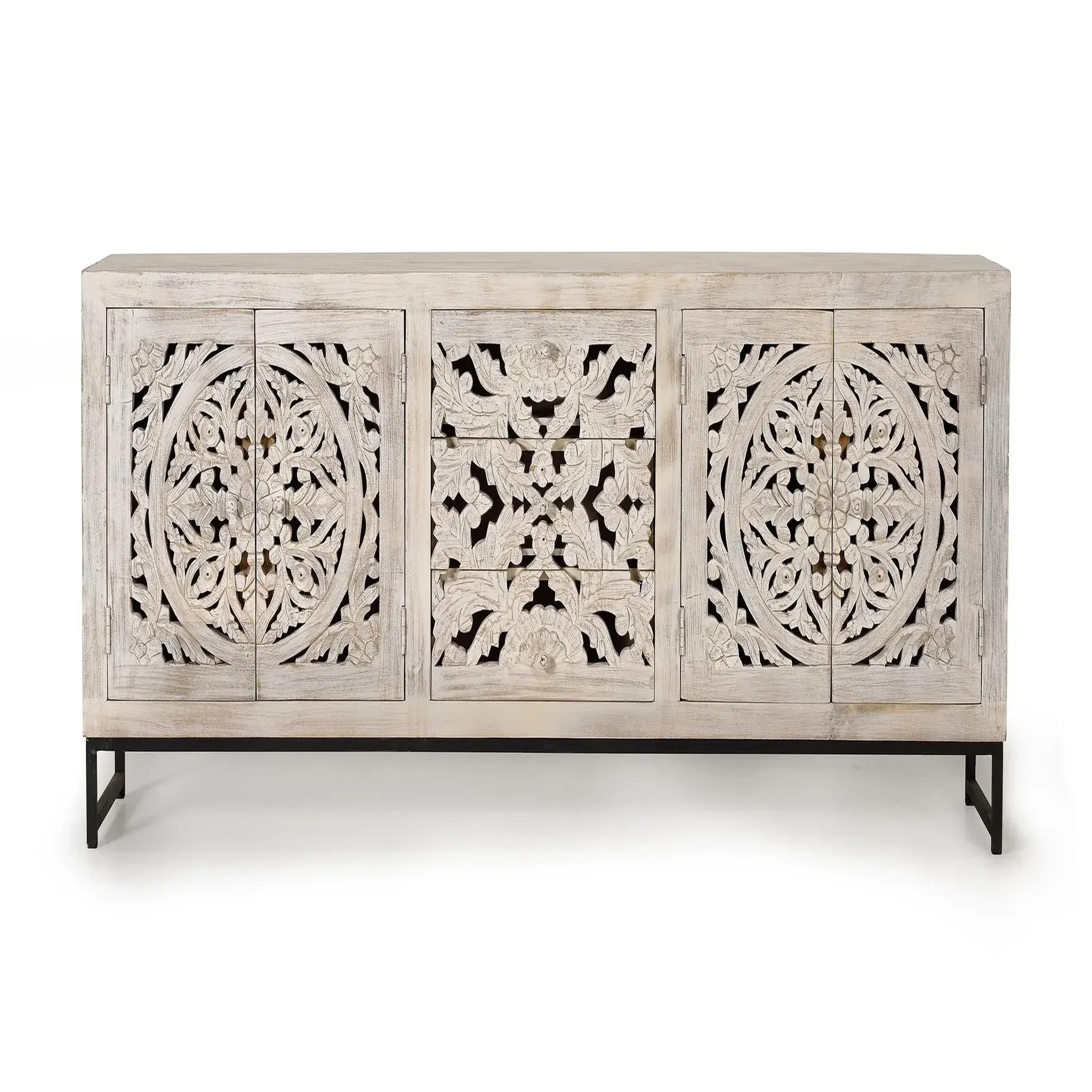 GINER Y COLOMER SL Buffet en bois de manguier 190cm style ethnique boho sculpté