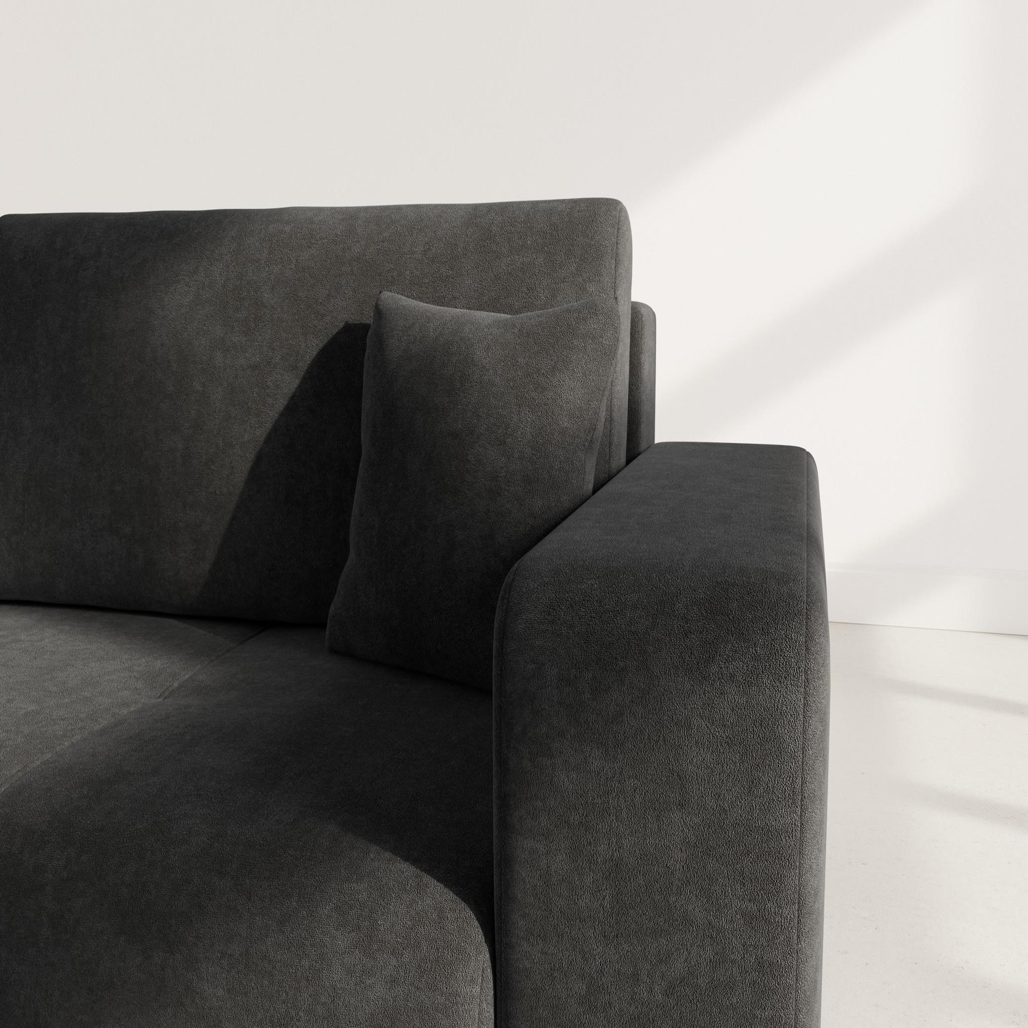 Voir la diapositive 4 : BEST MOBILIER Nicole - canapé droit 4 places convertible avec coffre en tissu