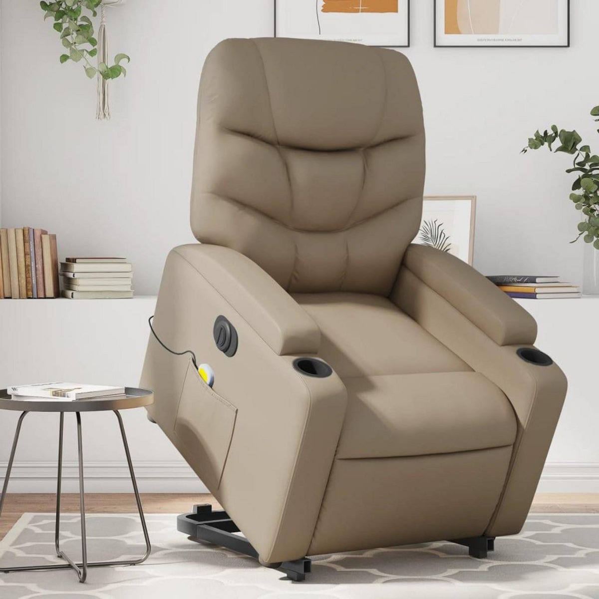 VIDAXL Fauteuil inclinable de massage electrique cappuccino similicuir