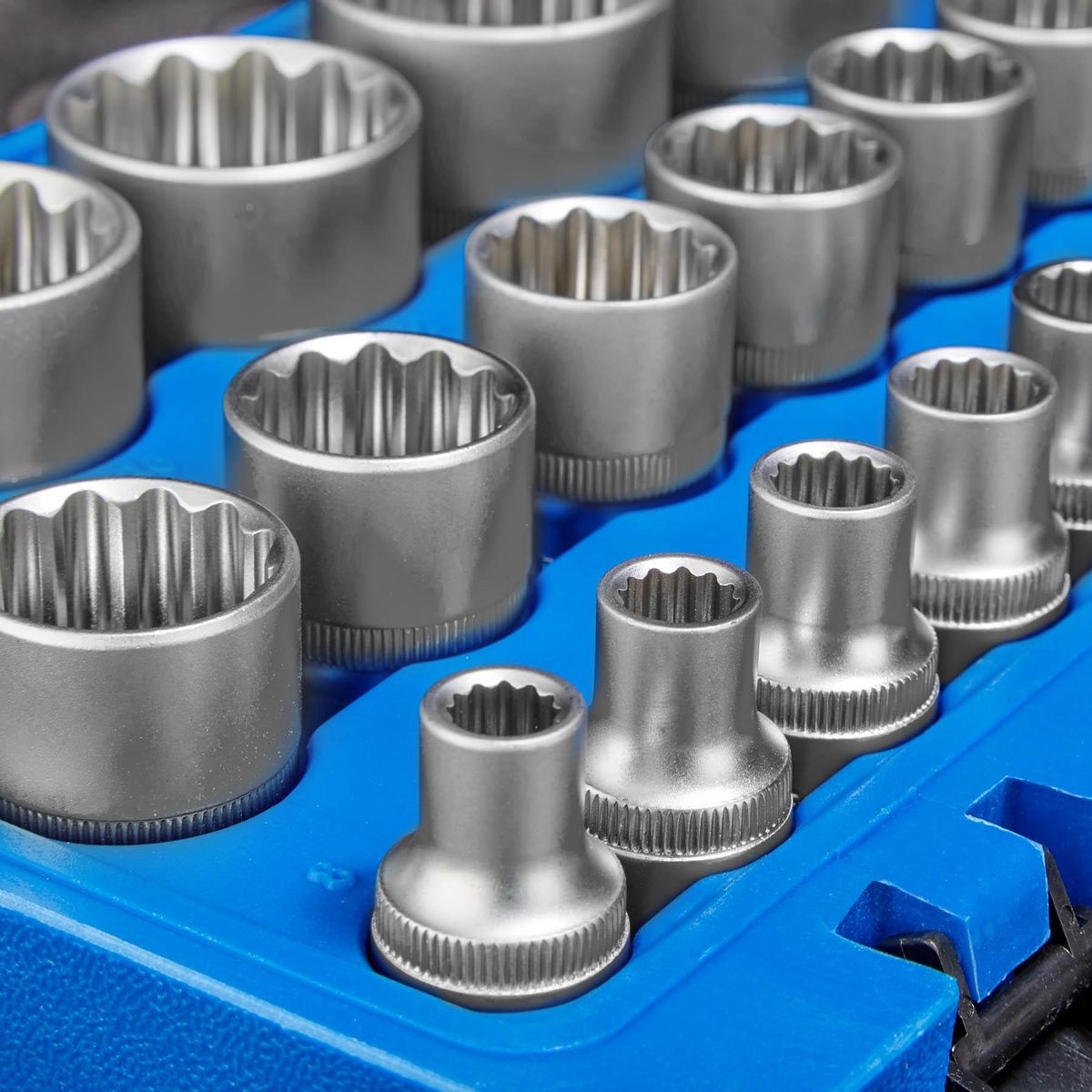 tectake Jeu de clés à douilles multi-dents pour l'extérieur 21 pièces 1/2 pouces bleu