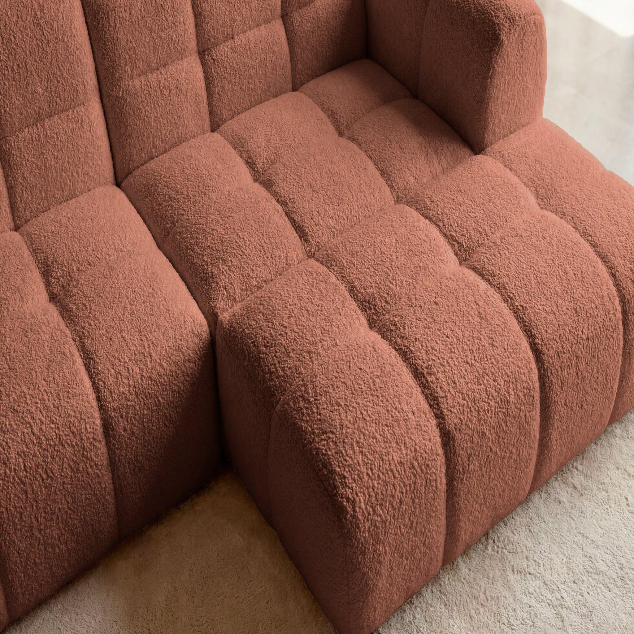 Voir la diapositive 6 : CASANOVA PARIS Alexia mini - canapé d'angle tissu bouclette 3 places