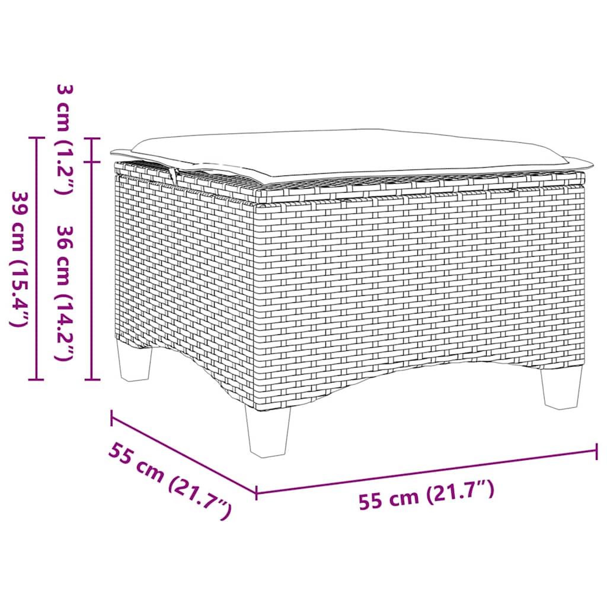 Voir la diapositive 6 : VIDAXL Tabourets jardin coussins 2 pcs beige 55x55x36cm resine tressee