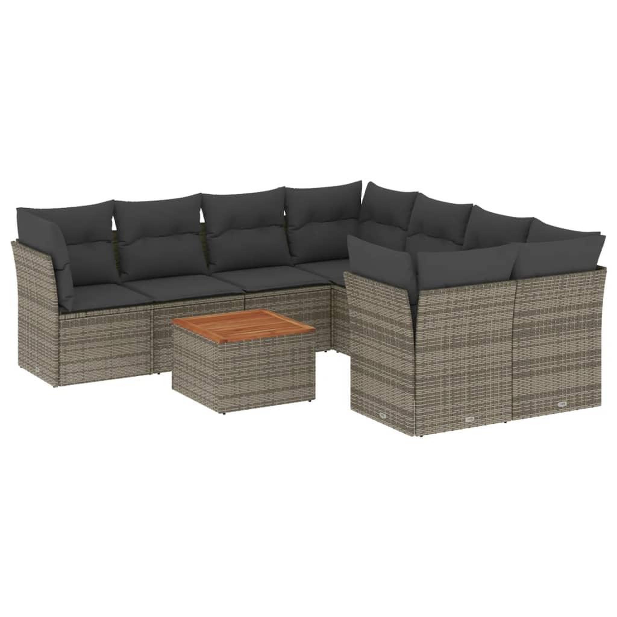 Voir la diapositive 2 : VIDAXL Salon de jardin 9 pcs avec coussins gris resine tressee