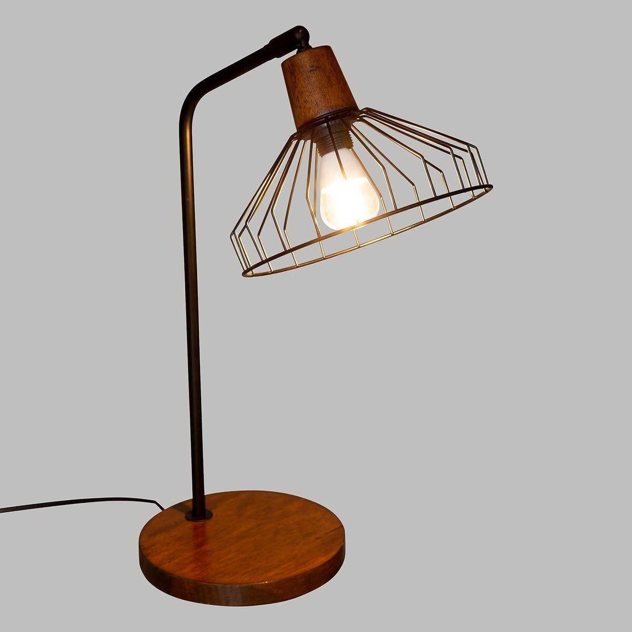 Voir la diapositive 4 : ATMOSPHERA Lampe à poser en bois  café  47cm noir