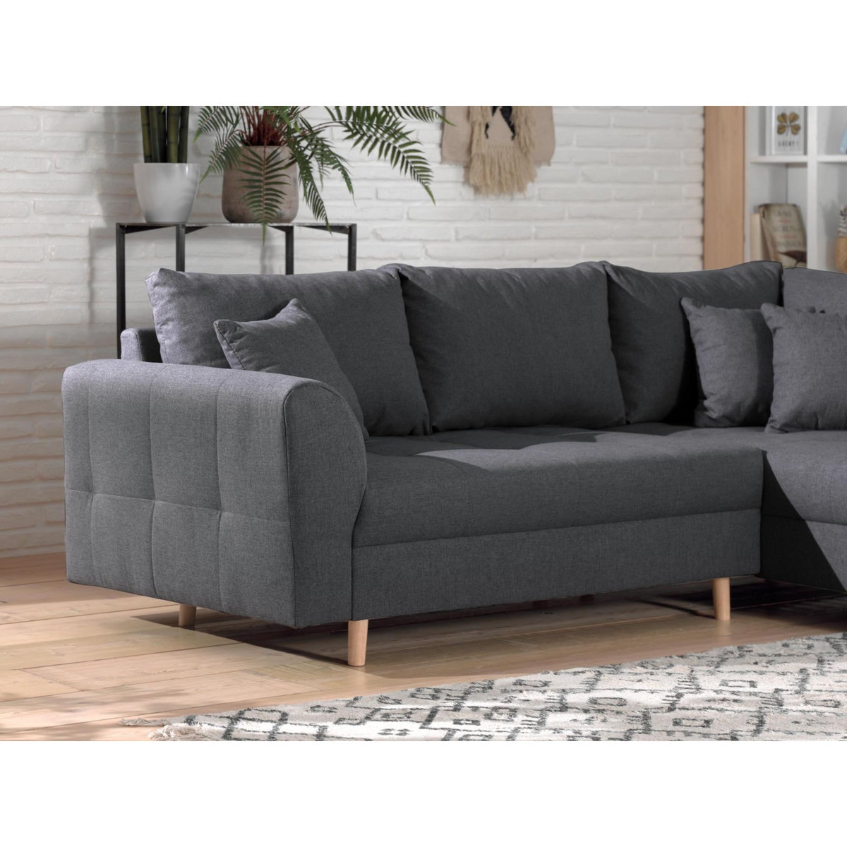 LISA DESIGN Rune - canapé d'angle - avec pouf d'appoint - 4 places - style scandinave - droit