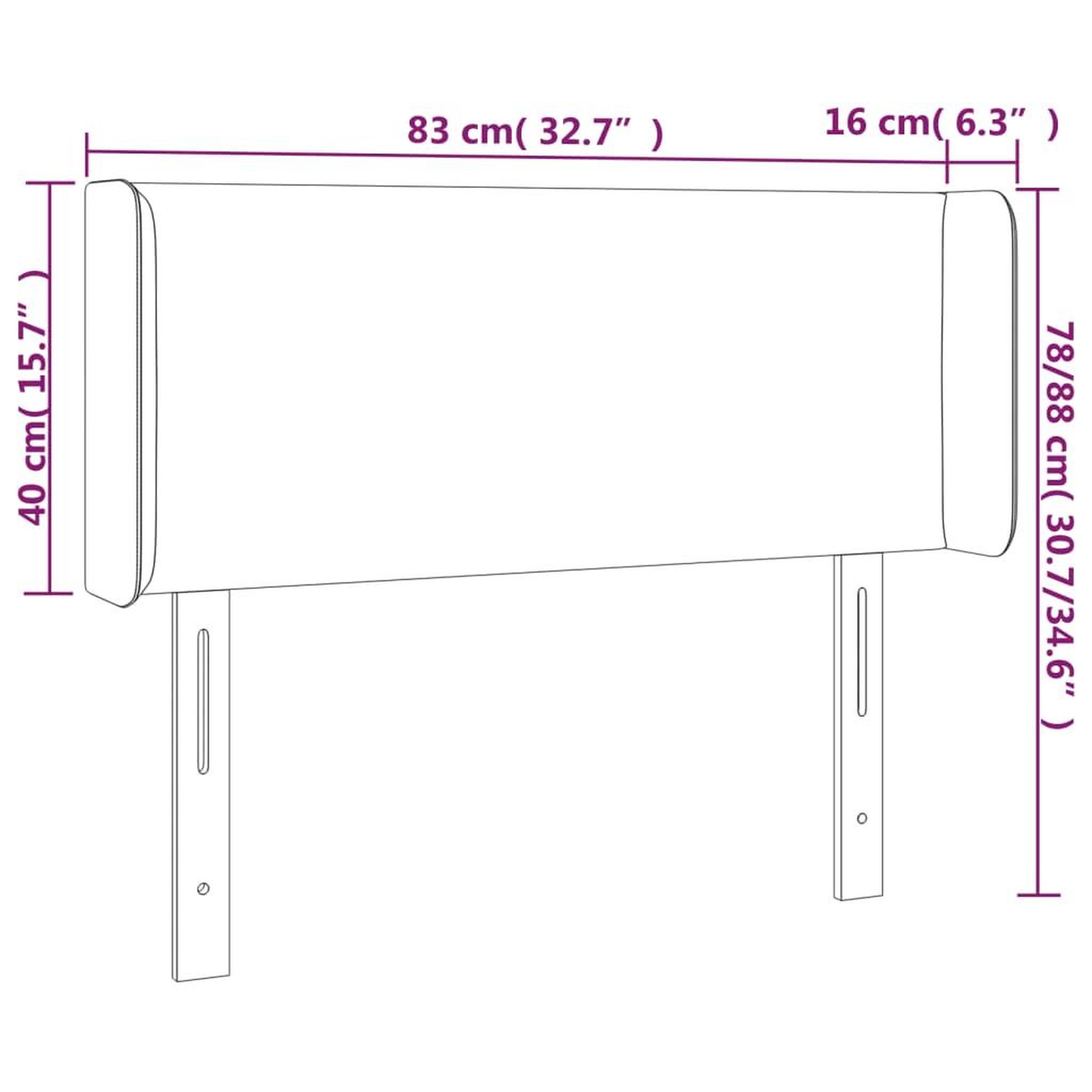 Voir la diapositive 6 : VIDAXL Tete de lit avec oreilles Taupe 83x16x78/88 cm Tissu