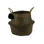 Voir la diapositive 2 : The Home Deco Factory Panier tressé Pompons - 44 x H. 43 cm - Noir