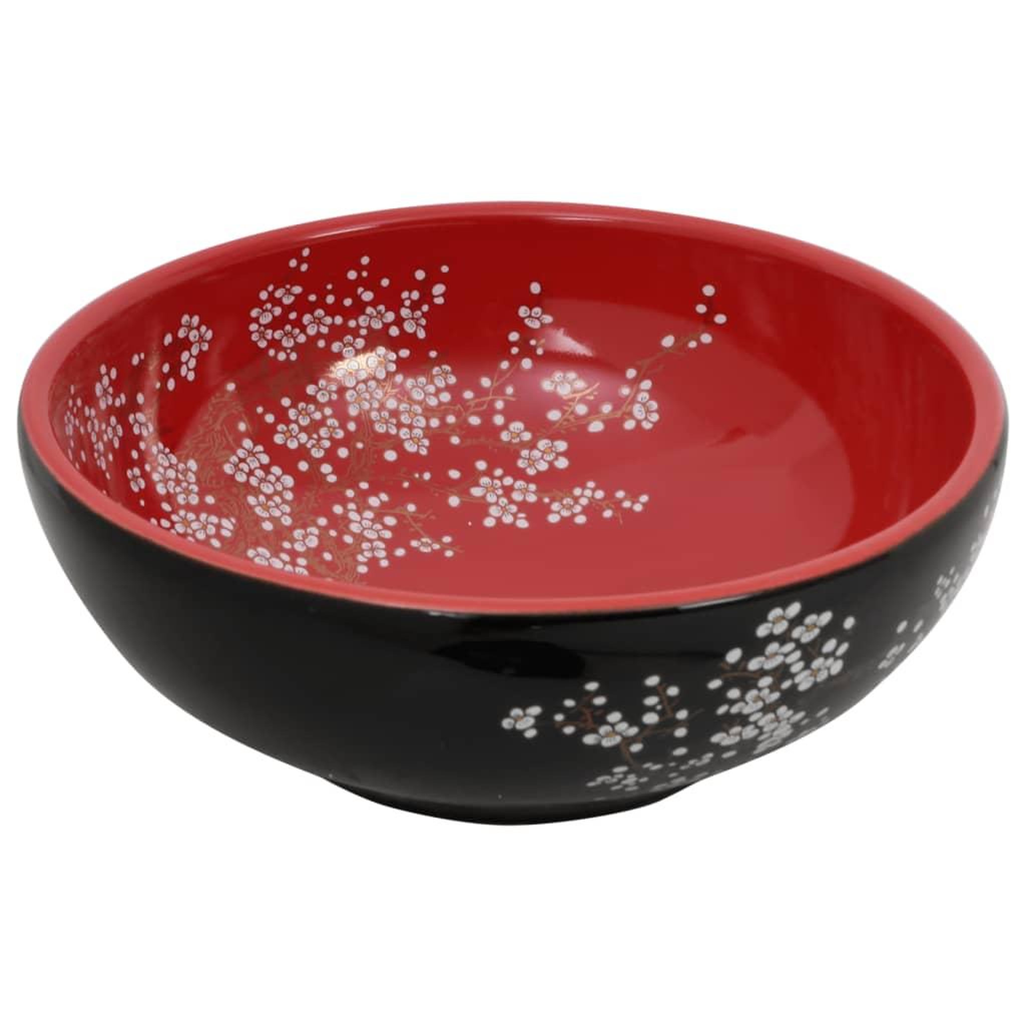 Voir la diapositive 3 : VIDAXL Vasque a poser noir et rouge rond Φ41x14 cm ceramique