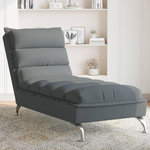 VIDAXL Chaise longue avec coussins gris fonce tissu