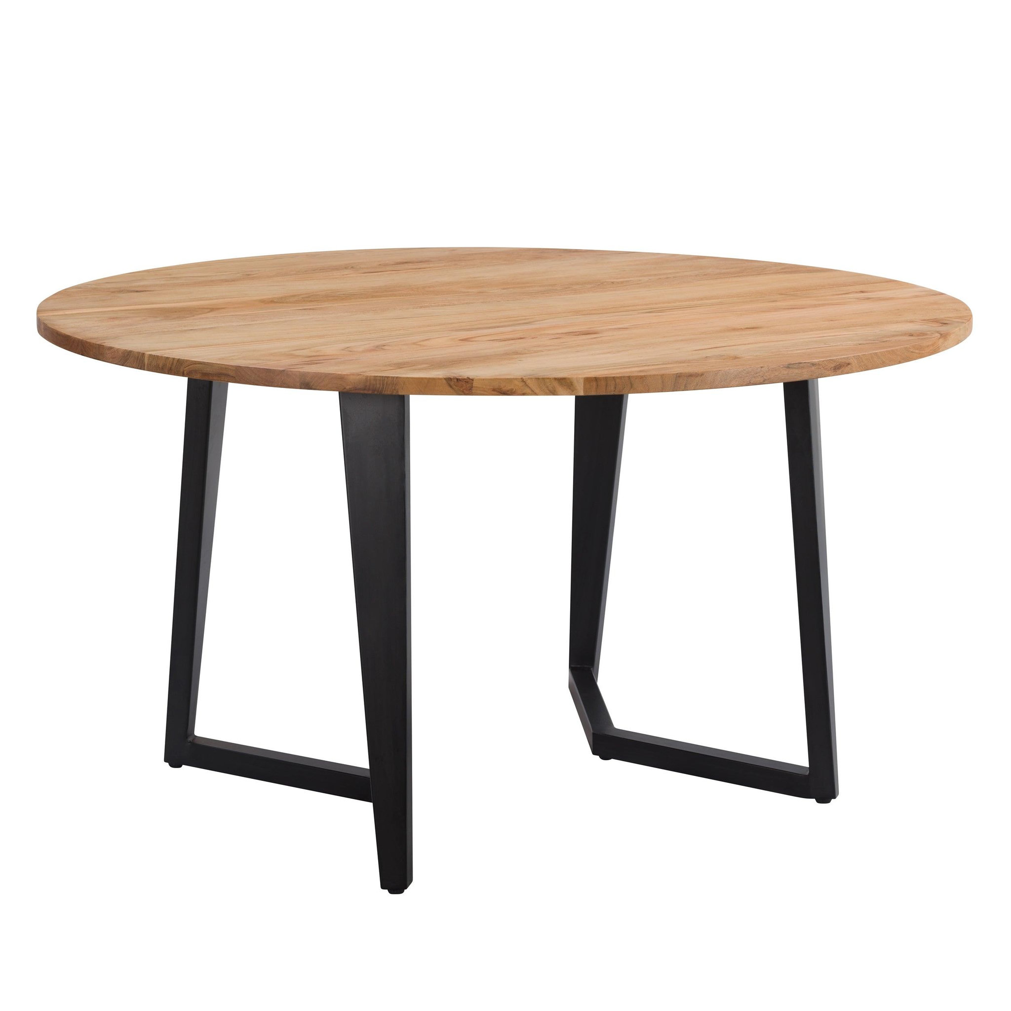 MAISON PAVANE Table ronde 6 personnes en bois d'acacia et métal 140 cm-moorea