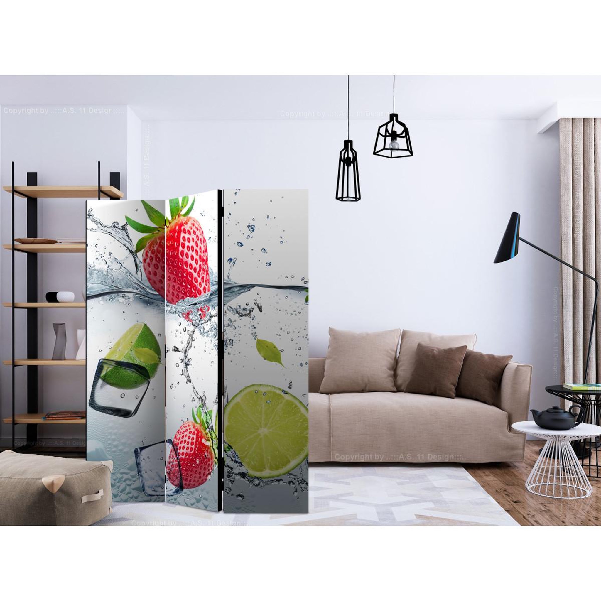 Voir la diapositive 2 : Paris Prix Paravent 3 volets  fruit cocktail  135x172cm