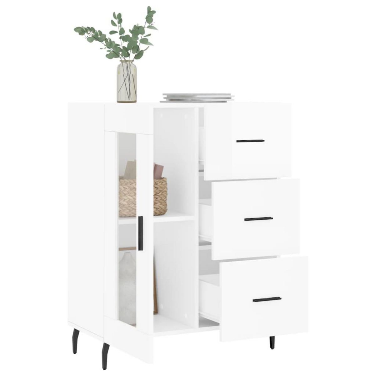 VIDAXL Buffet Blanc brillant 69,5x34x90 cm Bois d'ingenierie