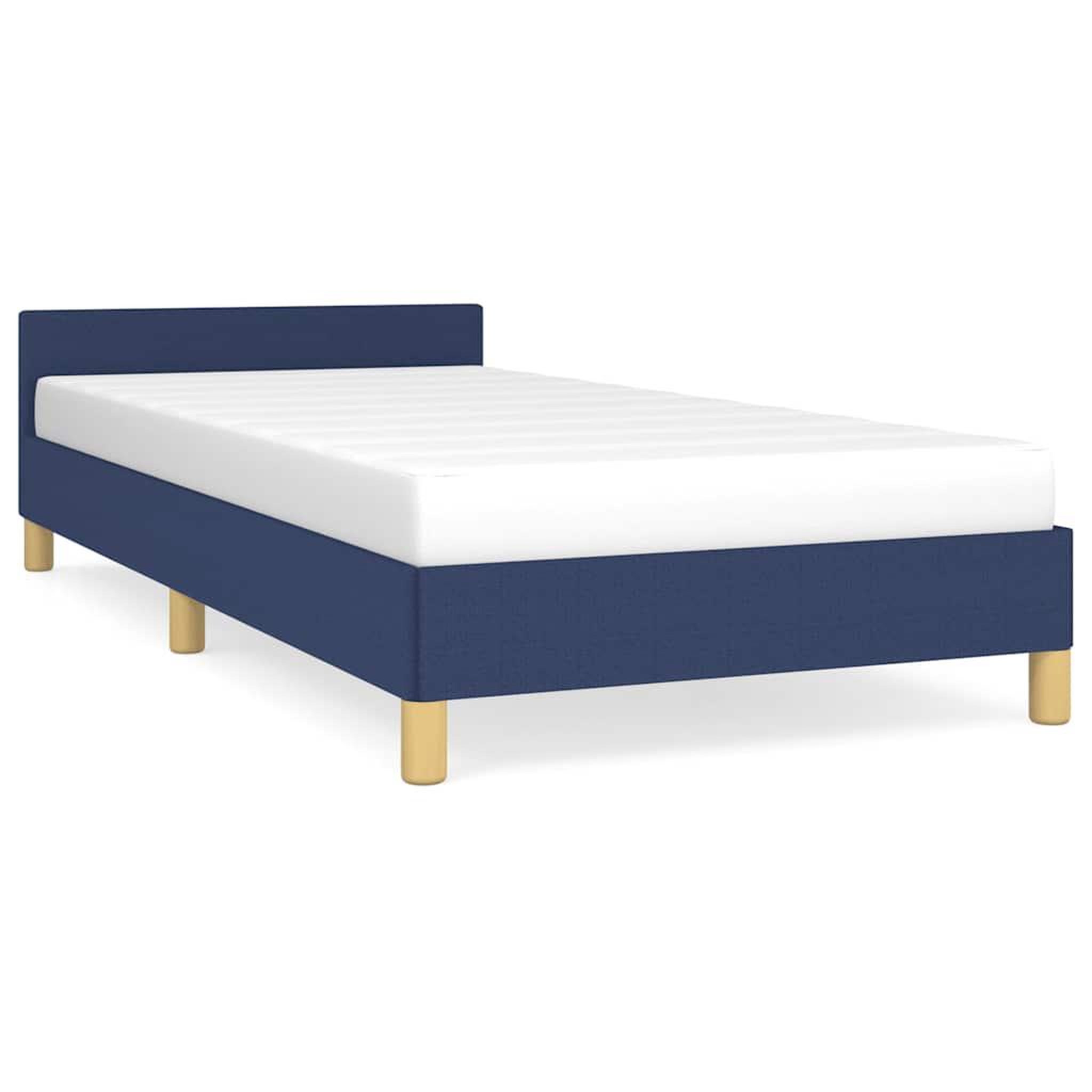 Voir la diapositive 2 : VIDAXL Cadre de lit avec tete de lit sans matelas bleu 100x200cm tissu