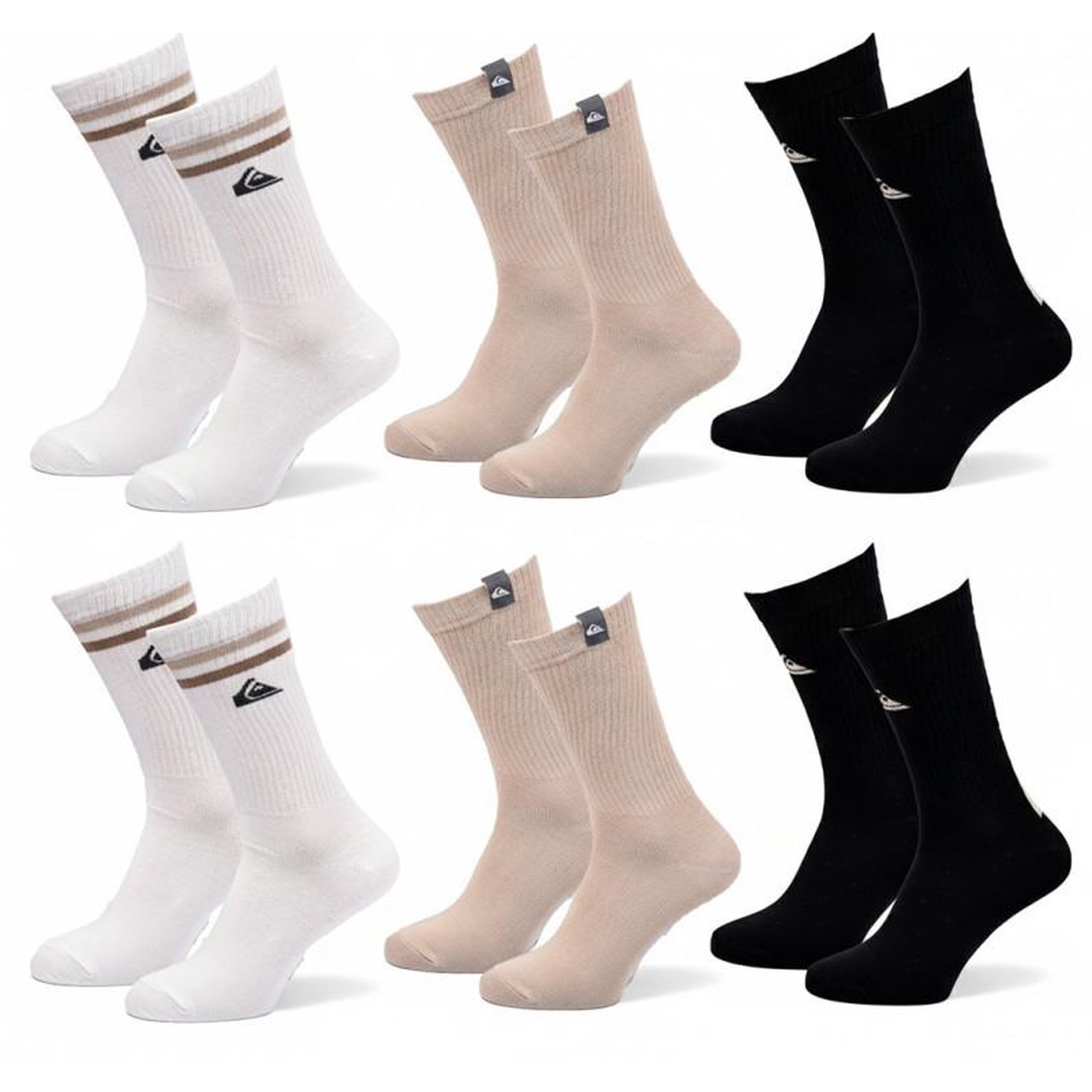 Voir la diapositive 1 : QUIKSILVER Quiksilver Pack de Chaussettes Homme Crew – Lot 6 Paires Regular Lifestyle