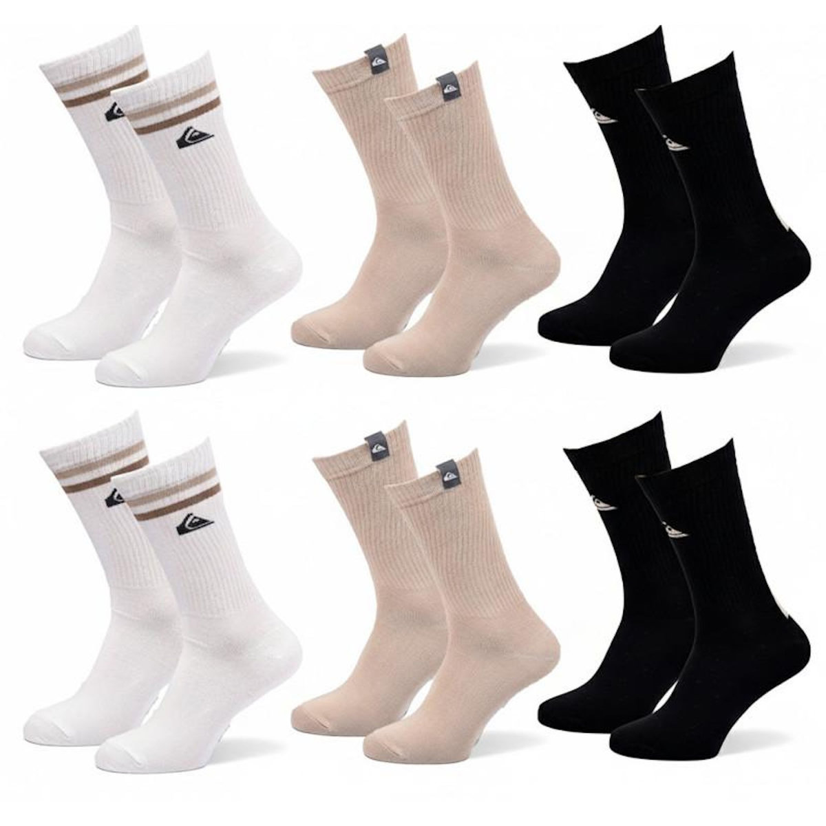 QUIKSILVER Quiksilver Pack de Chaussettes Homme Crew – Lot 6 Paires Regular Lifestyle