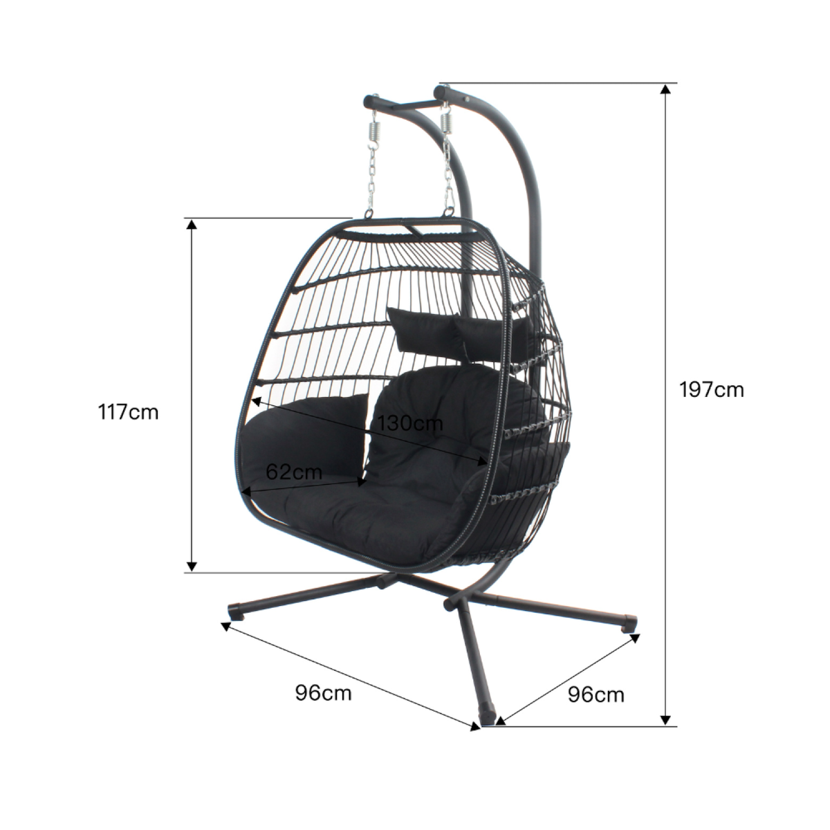 CONCEPT USINE Fauteuil suspendu 2 places noir FARO