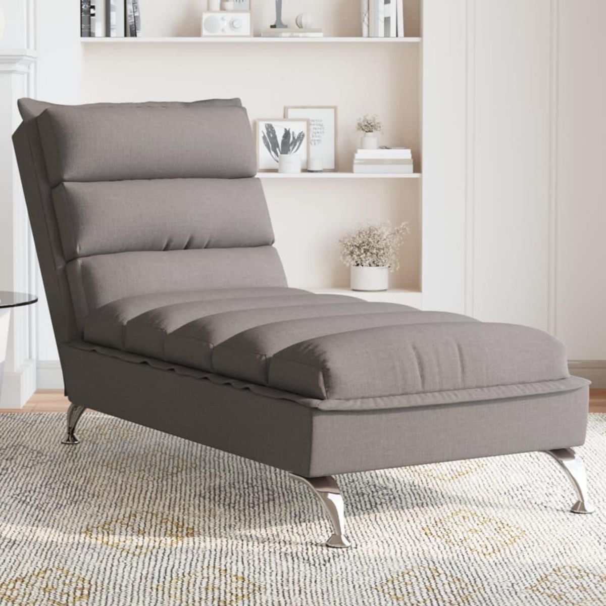 VIDAXL Chaise longue avec coussins taupe tissu