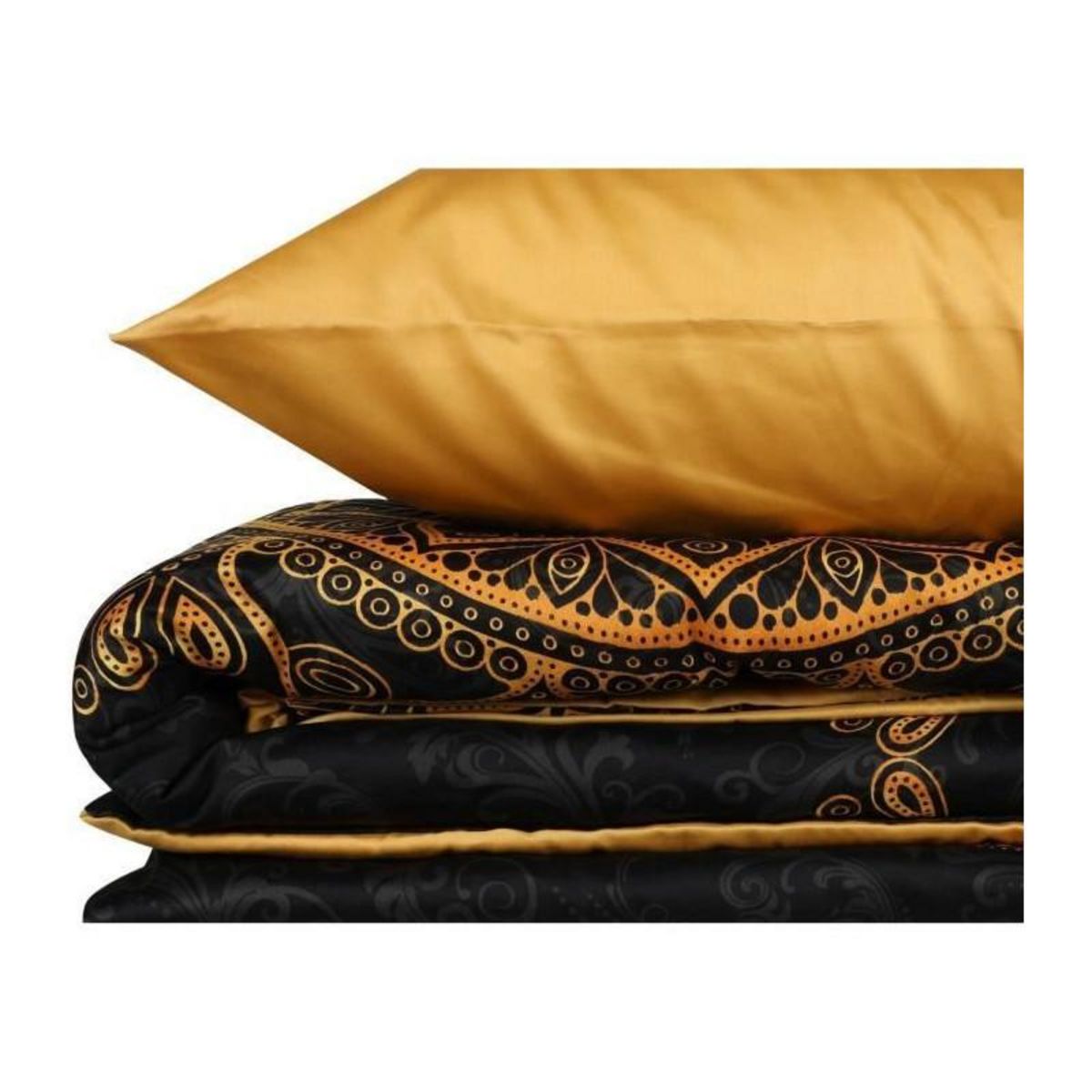 GENERIQUE Parure de lit - 129CTN63660 - 1 housse de couette 220 x 240 cm + 2 taies d'oreiller 60 x 60 cm - Satiné 100% coton - Noir
