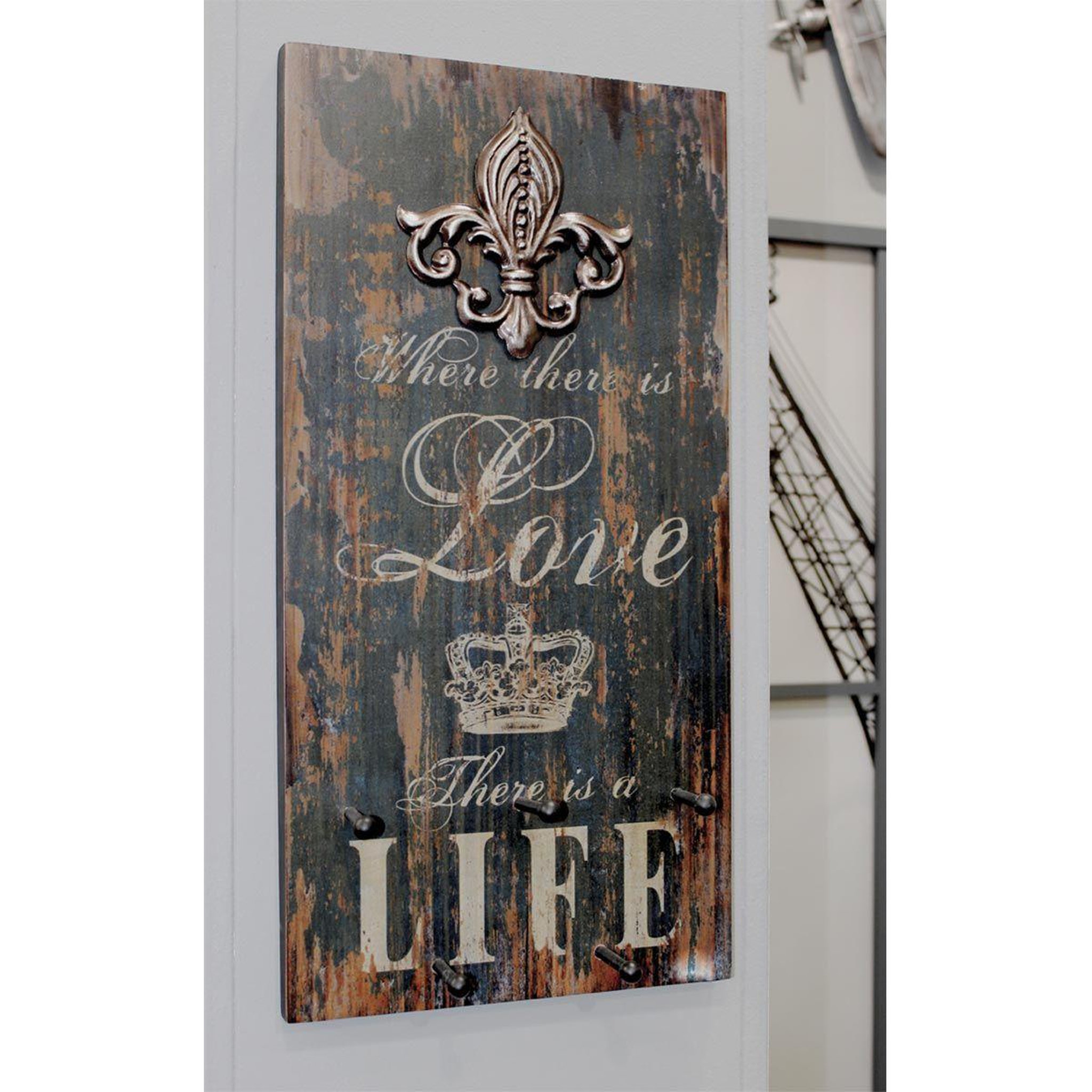 Voir la diapositive 2 : Paris Prix Patère murale 5 crochets  love life  60cm naturel