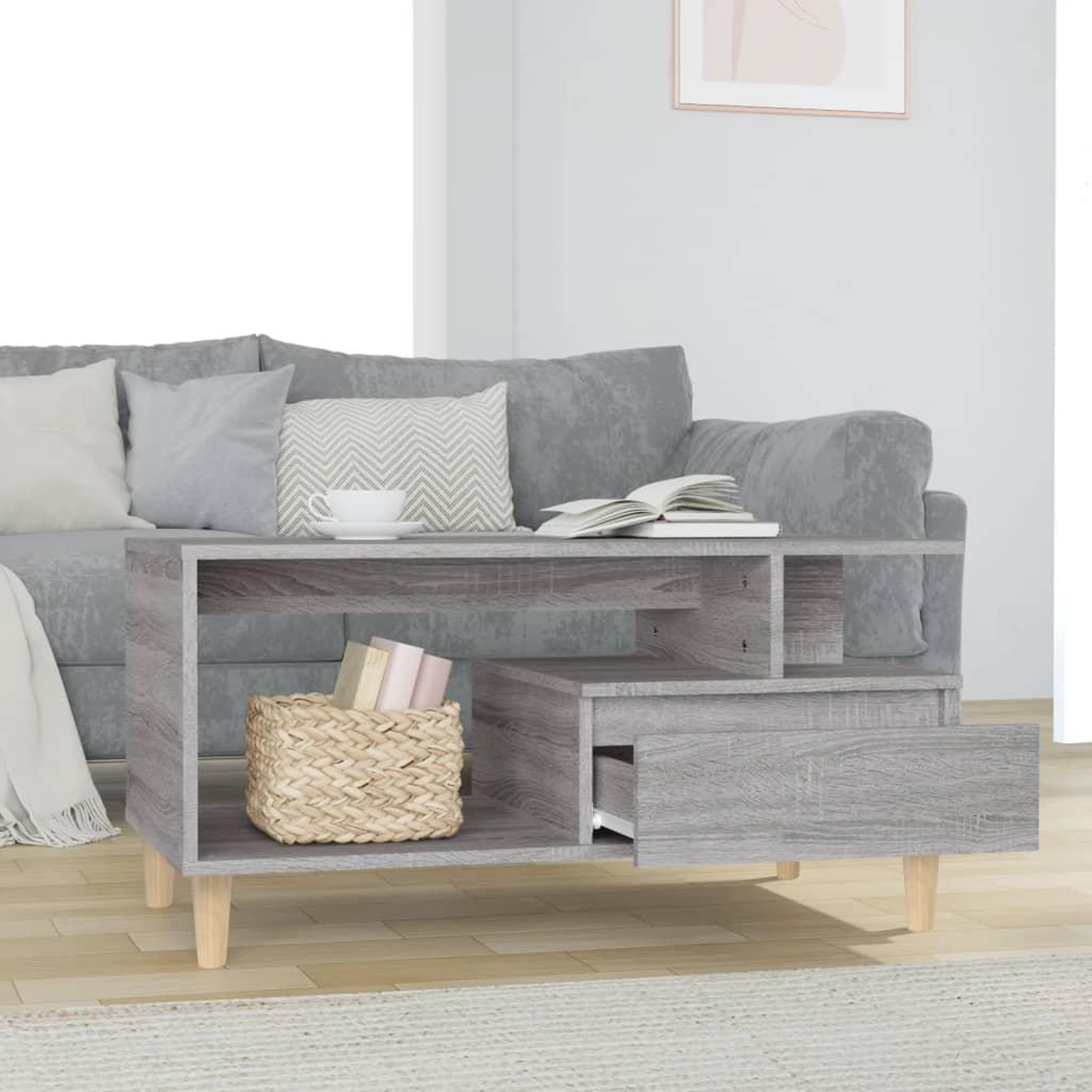 Voir la diapositive 3 : VIDAXL Table basse Sonoma gris 90x49x45 cm Bois d'ingenierie