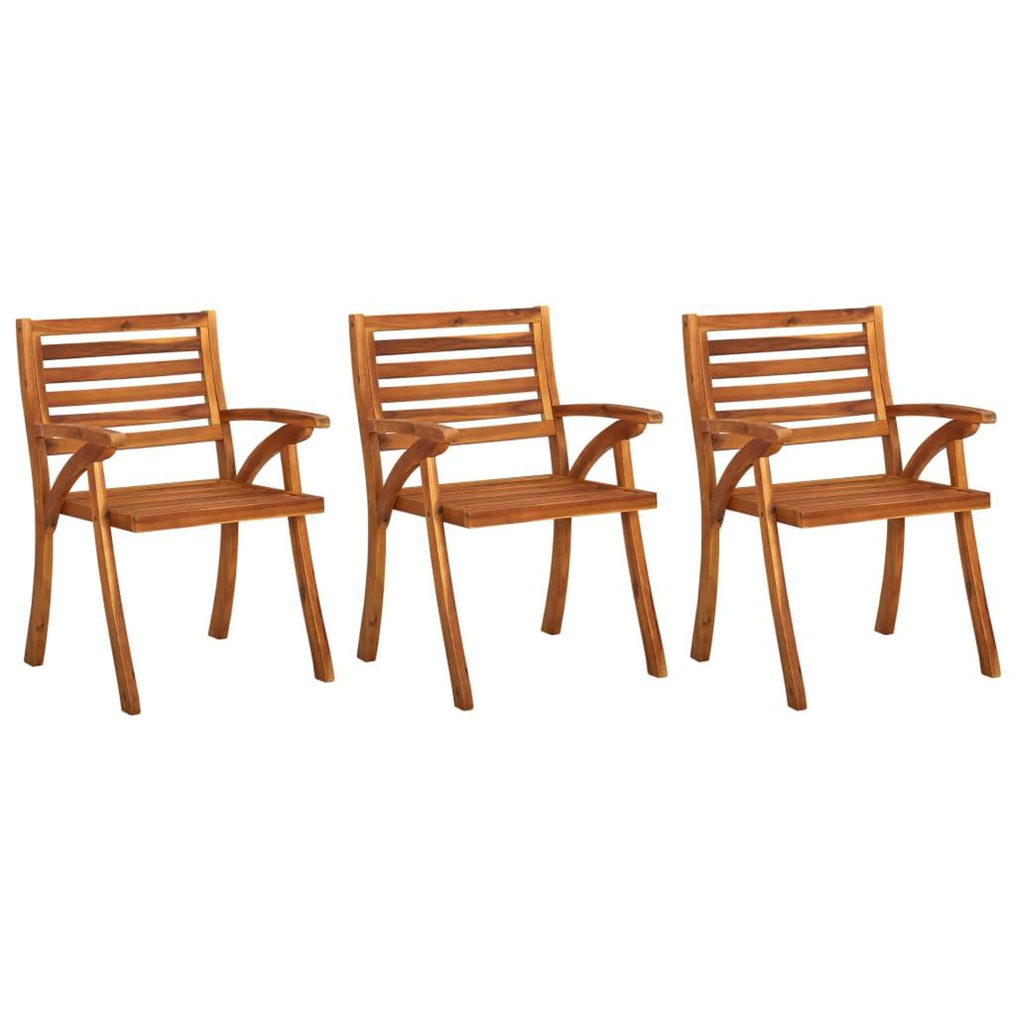Voir la diapositive 2 : VIDAXL Chaises a manger de jardin avec coussins lot de 3 Acacia massif